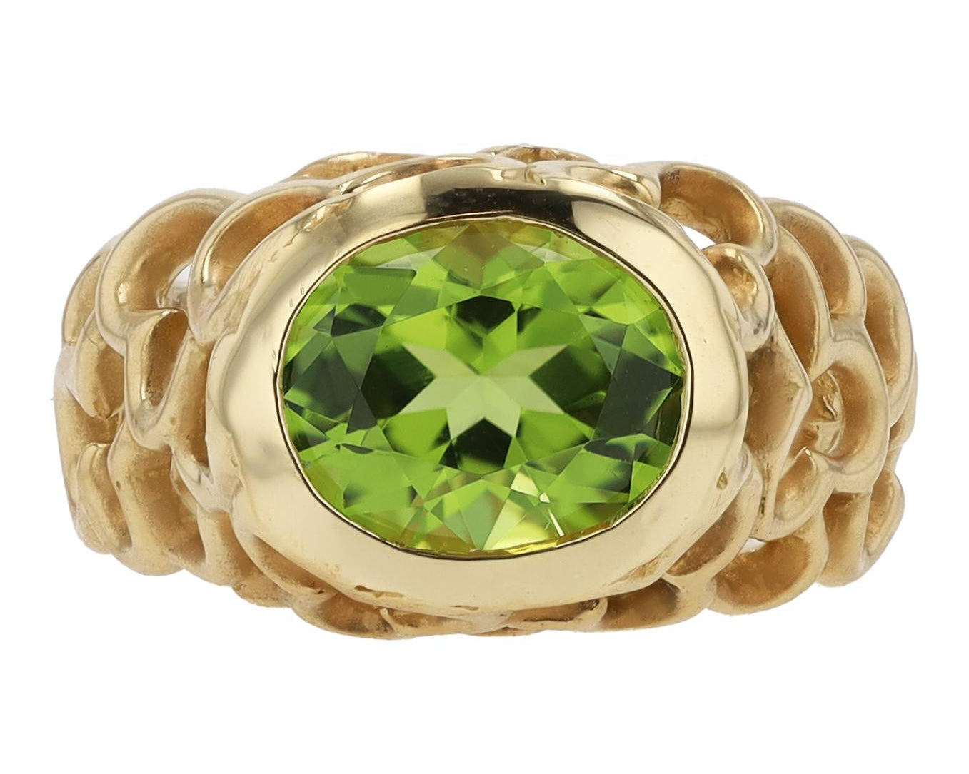 Estate Angela Cummings 2.50 Carat Peridot 18k Gold Cocktail Ring