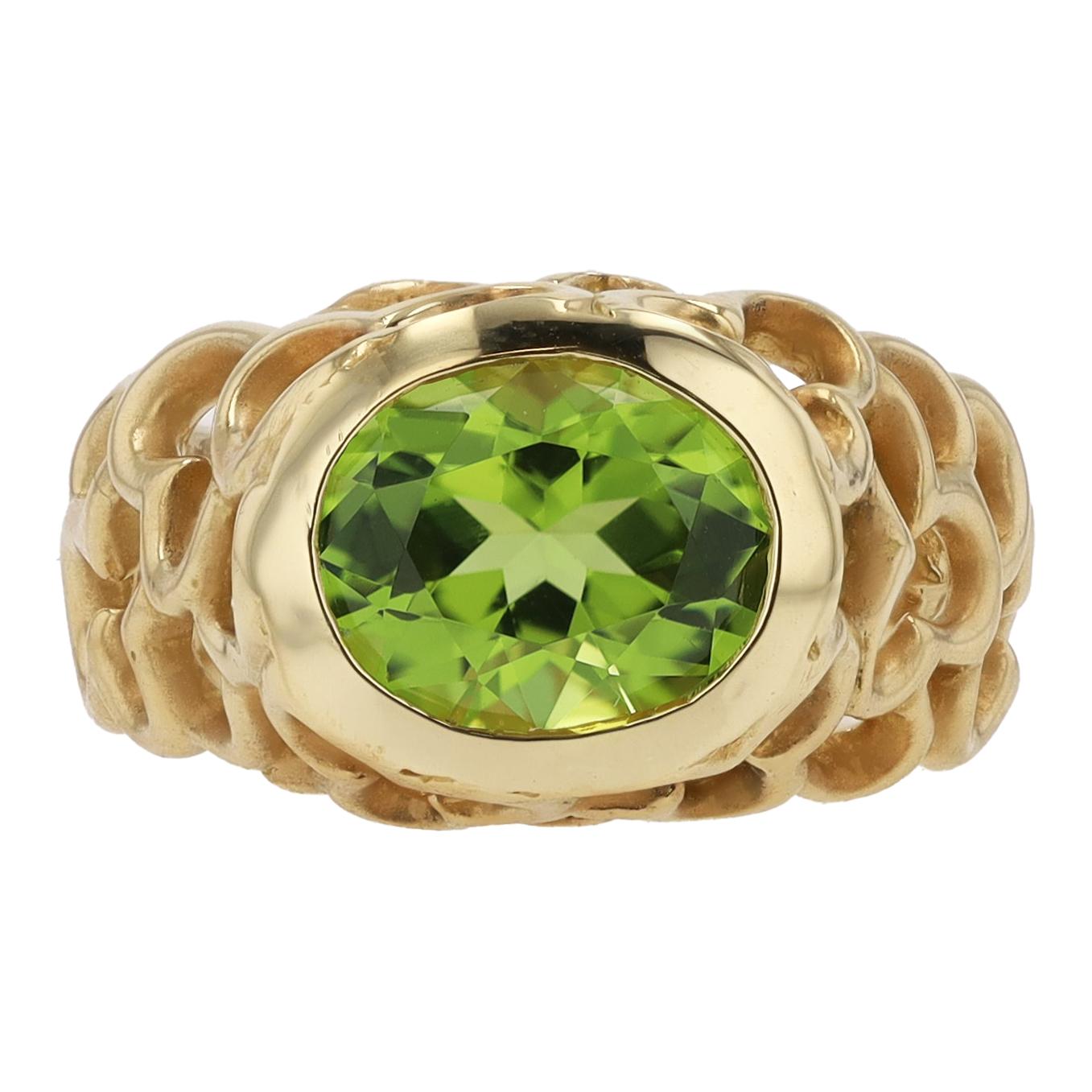 Estate Angela Cummings 2.50 Carat Peridot 18k Gold Cocktail Ring