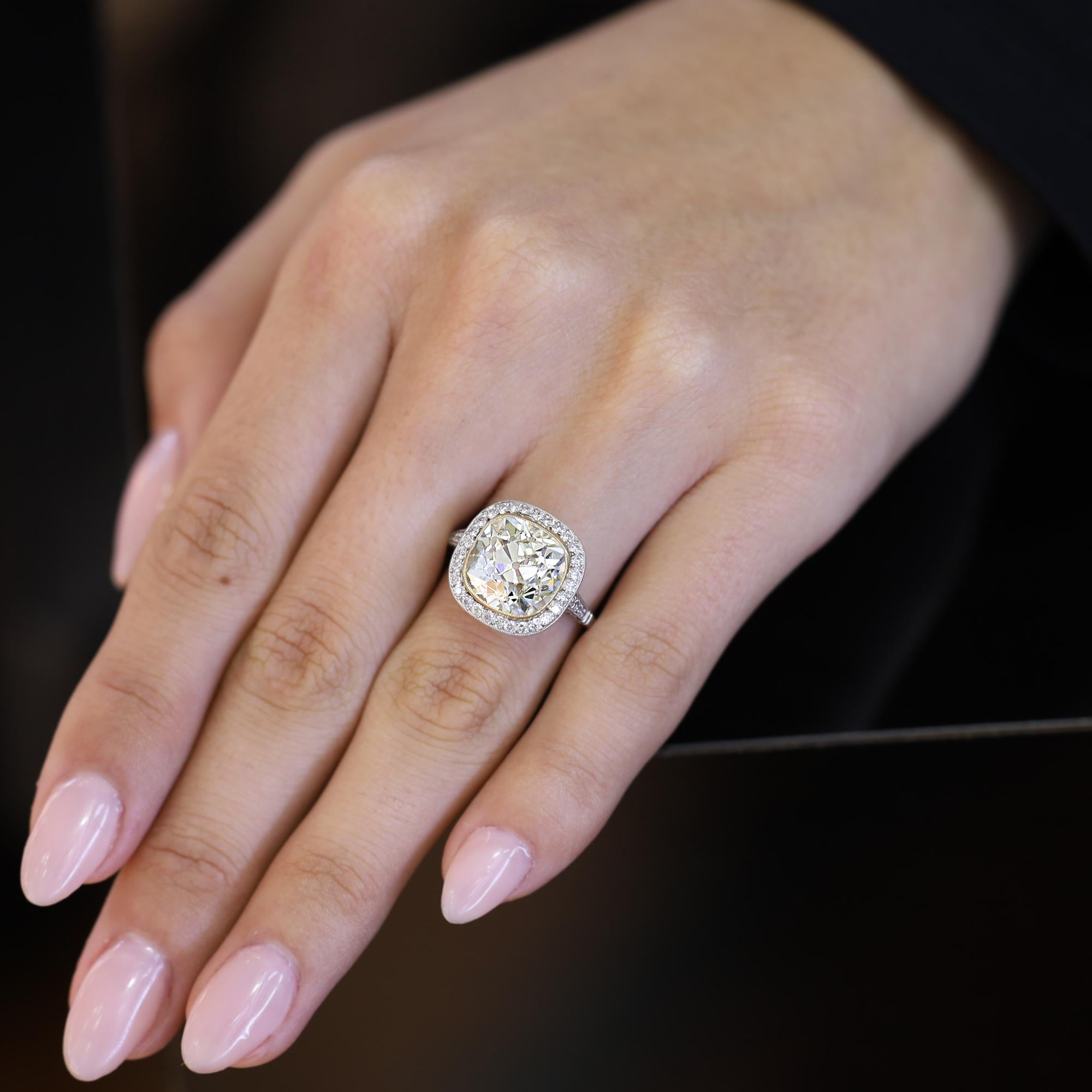 Belrose 5.51 Carat Antique Old Mine Cut Diamond Engagement Ring