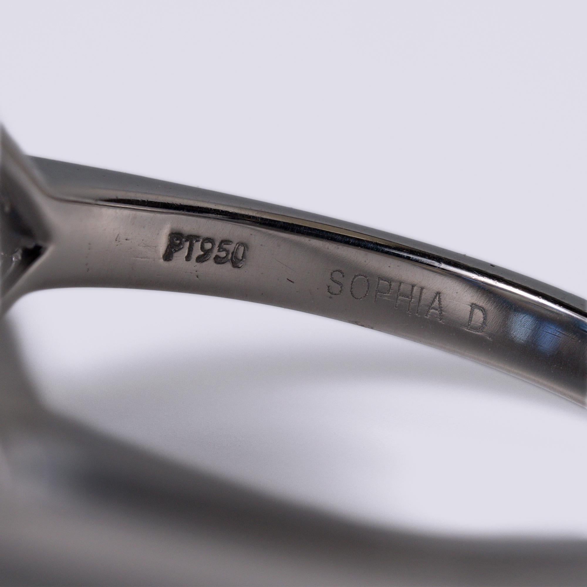 Sophia D. Art Deco Revival Diamond and Sapphire 3.67 Ct Toi Et Moi Platinum Ring