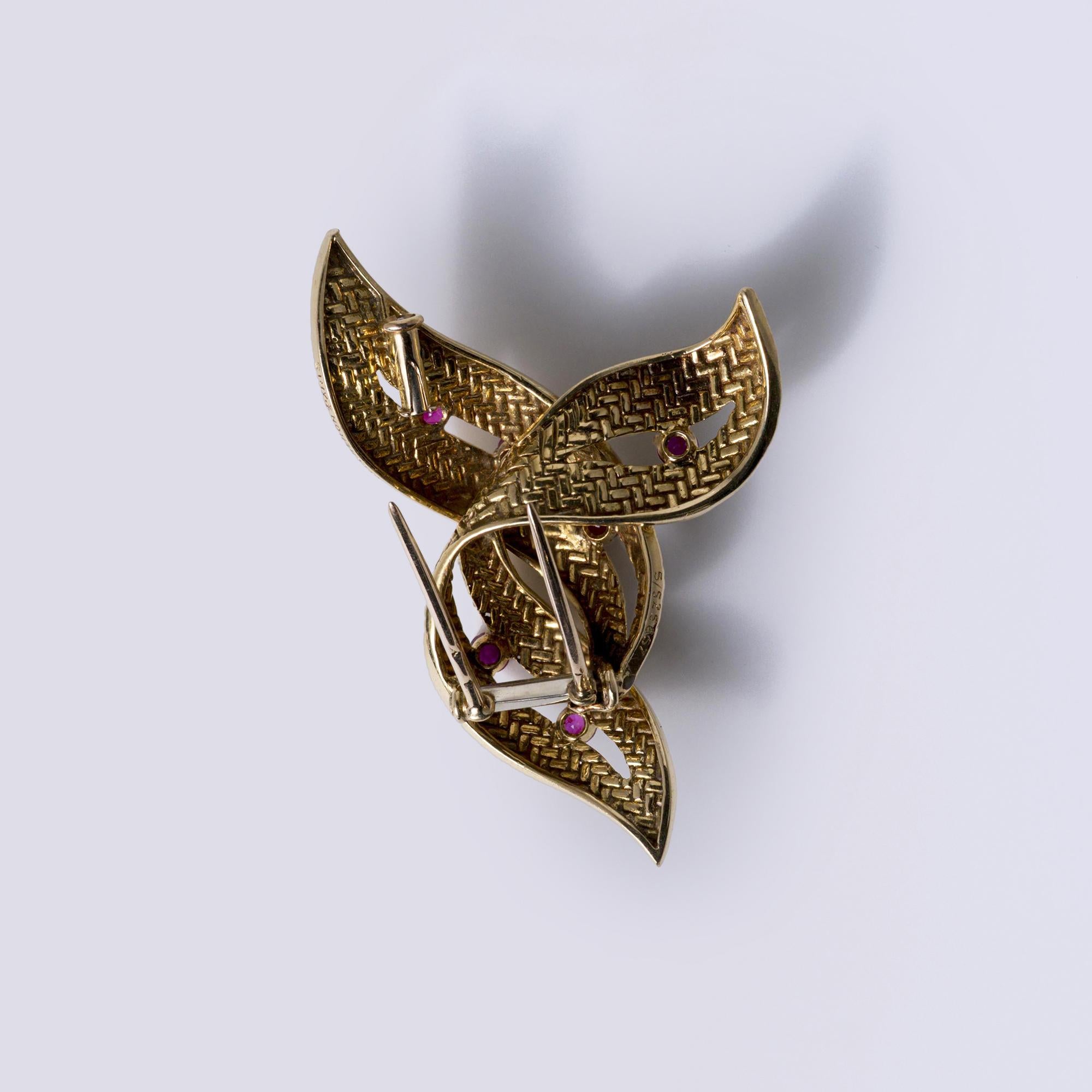 Retro 3 Dimensional Boucheron Ruby Brooch Pin Dress Clip