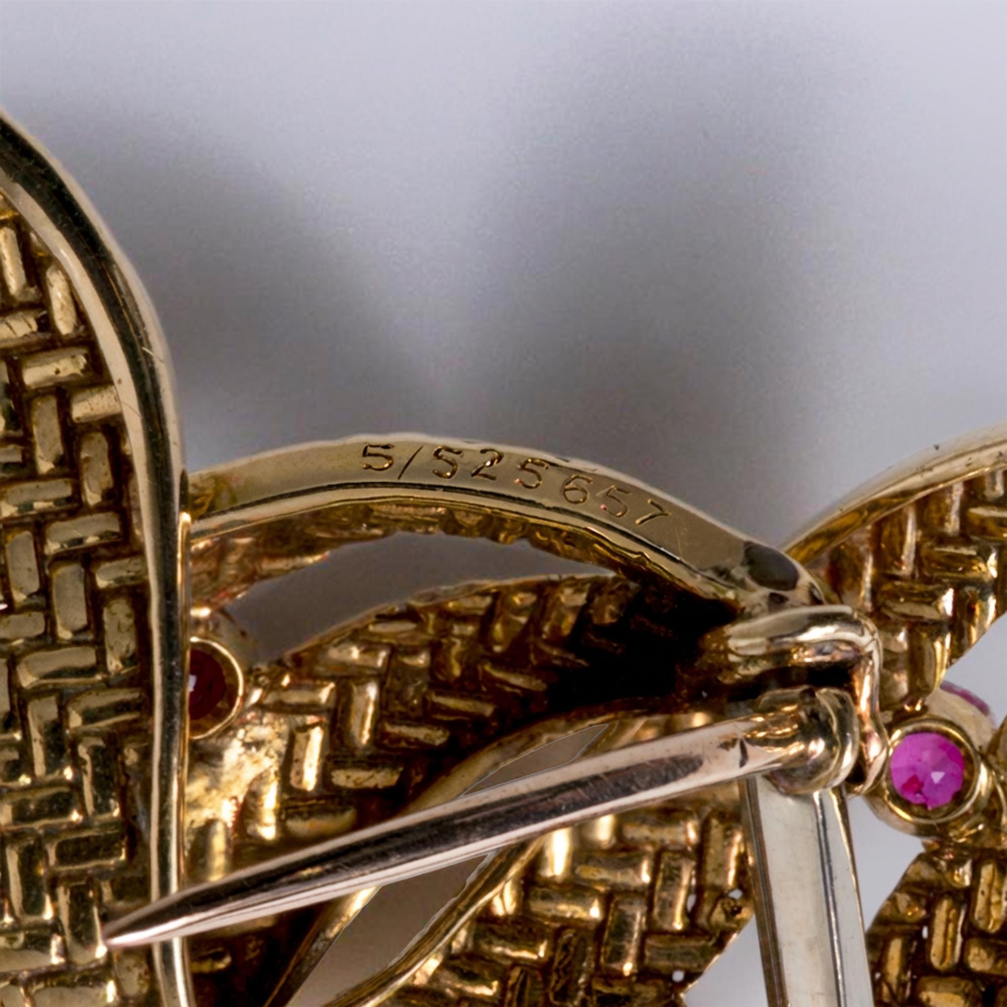 Retro 3 Dimensional Boucheron Ruby Brooch Pin Dress Clip