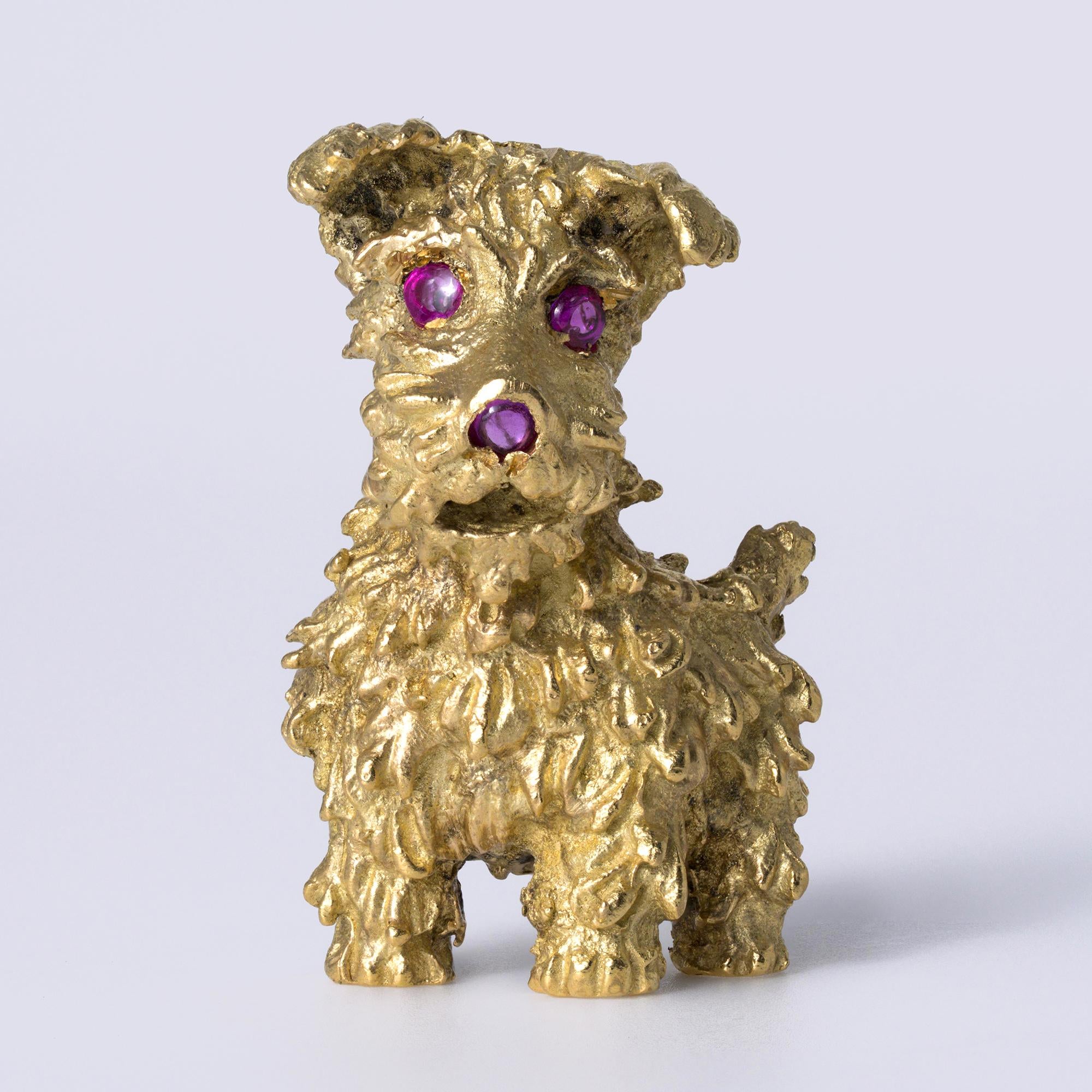 Tiffany & Co Mid Century 1960s Vintage 18k Gold Poodle Terrier Dog Brooch