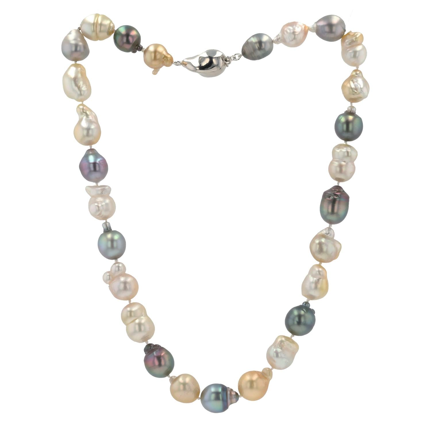 Multi-Color Golden South Sea & Black Tahitian Pearl Necklace