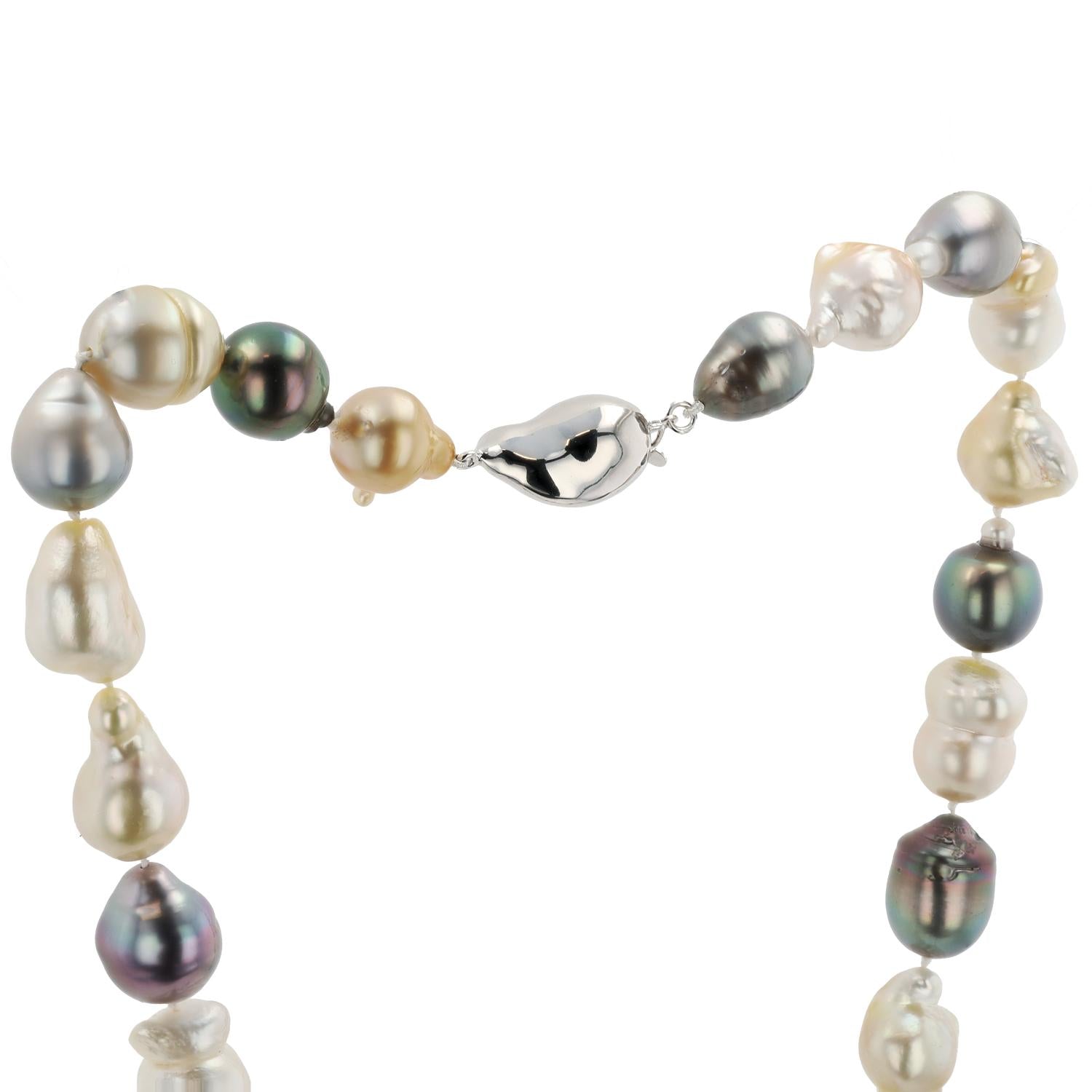 Multi-Color Golden South Sea & Black Tahitian Pearl Necklace