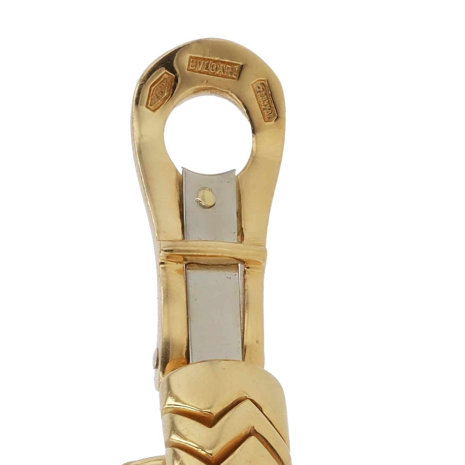 Vintage BVLGARI Spiga 18k Yellow Gold Hoop Earrings