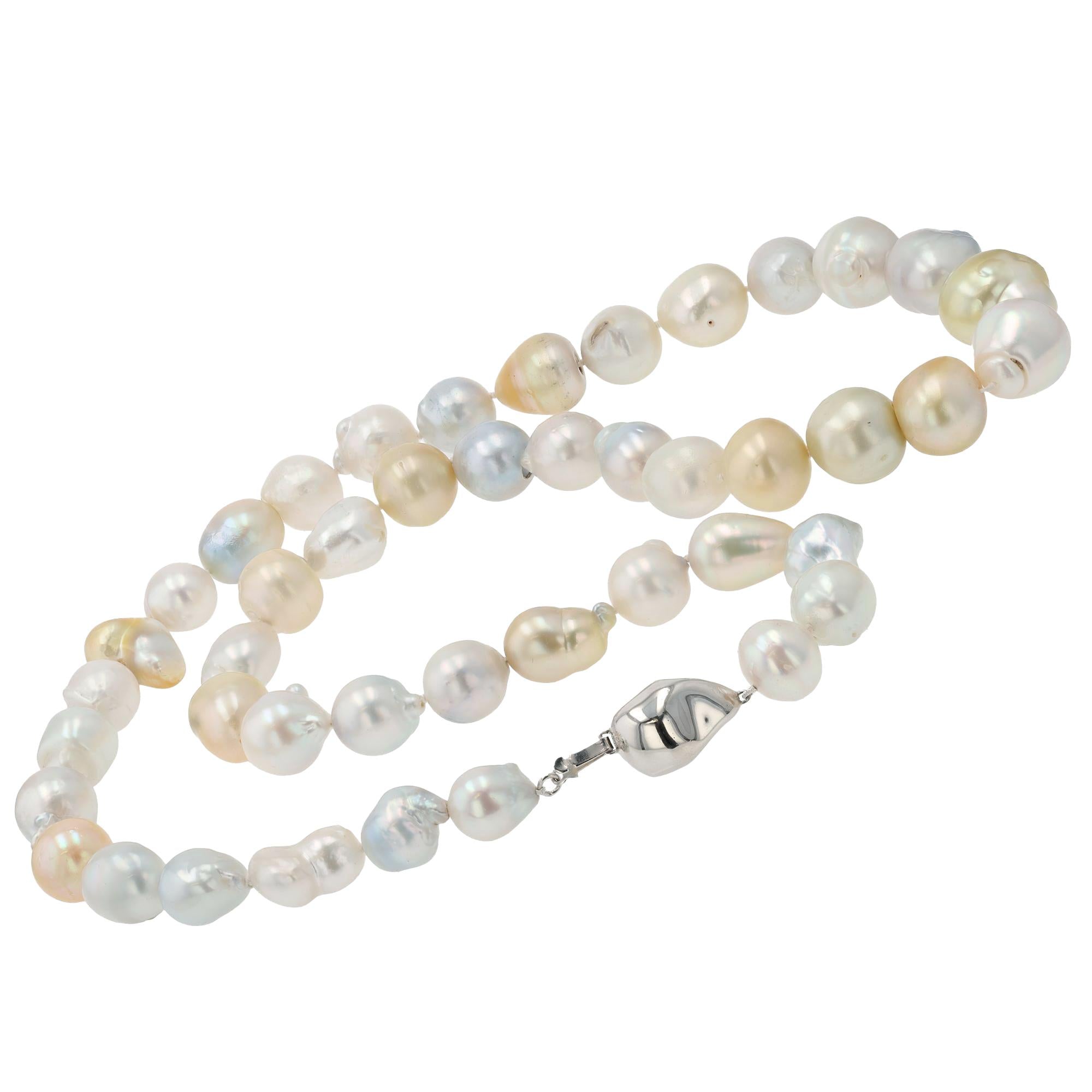 Belrose Jewelers Baroque Golden & White South Sea Pearl Strand Long Necklace