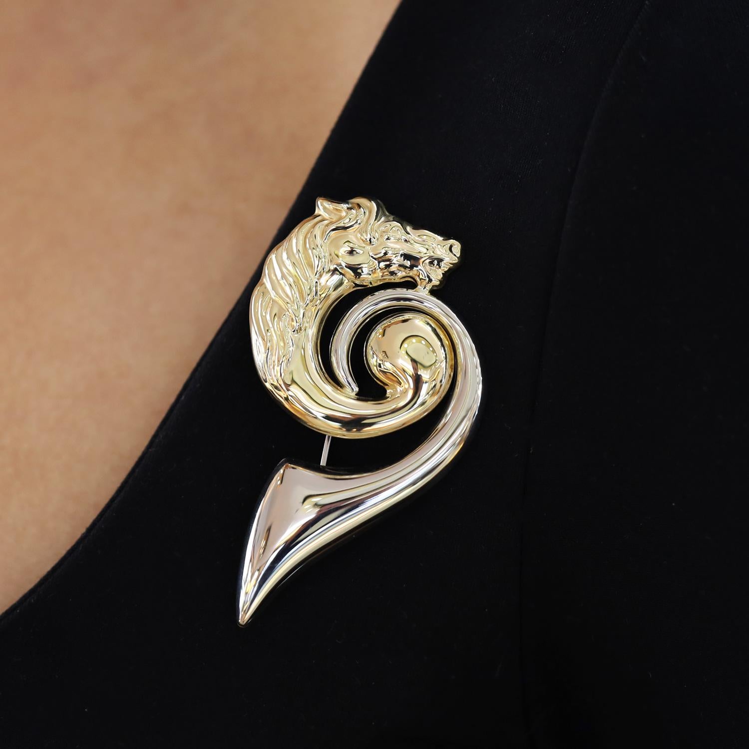 Signed Italian 14k Gold Horse Brooch Pin