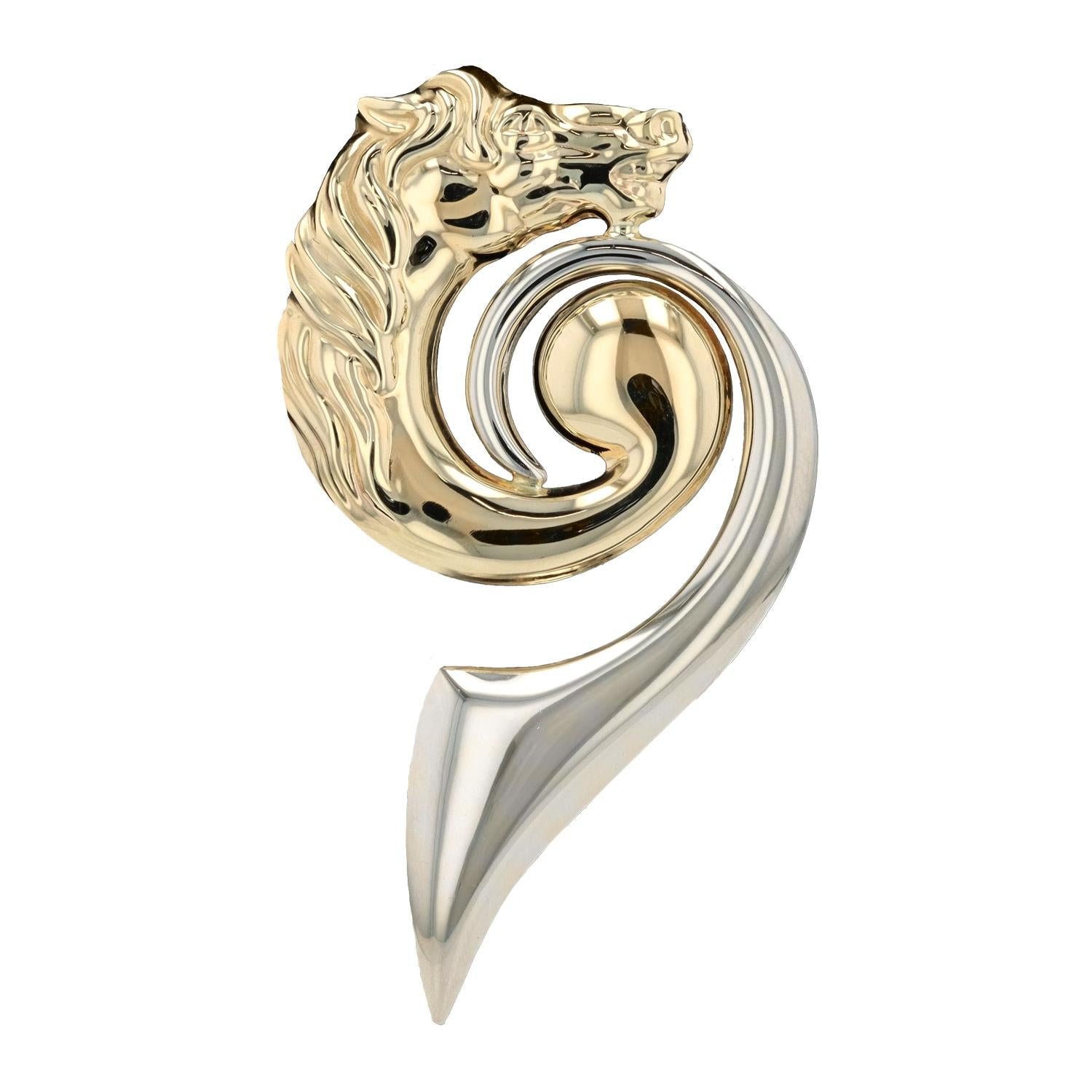 Signed Italian 14k Gold Horse Brooch Pin