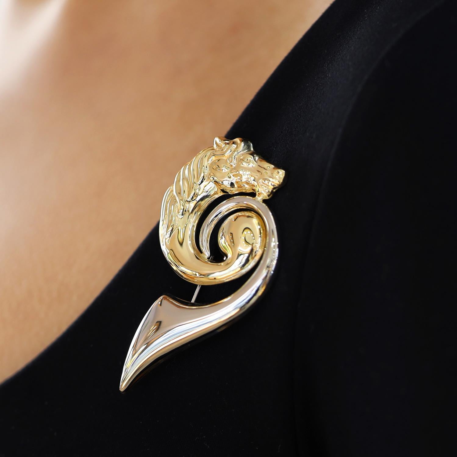 Signed Italian 14k Gold Horse Brooch Pin