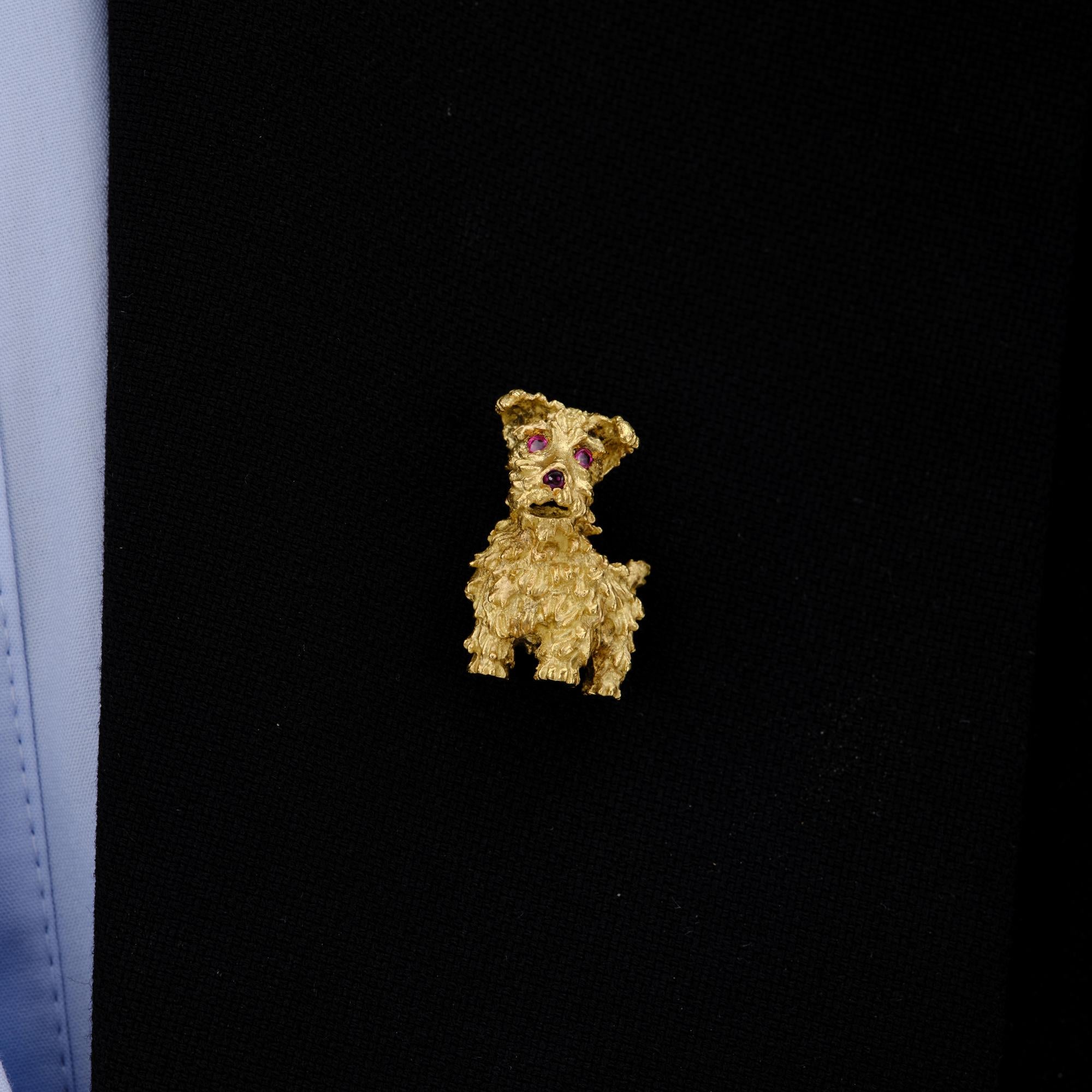 Tiffany & Co Mid Century 1960s Vintage 18k Gold Poodle Terrier Dog Brooch