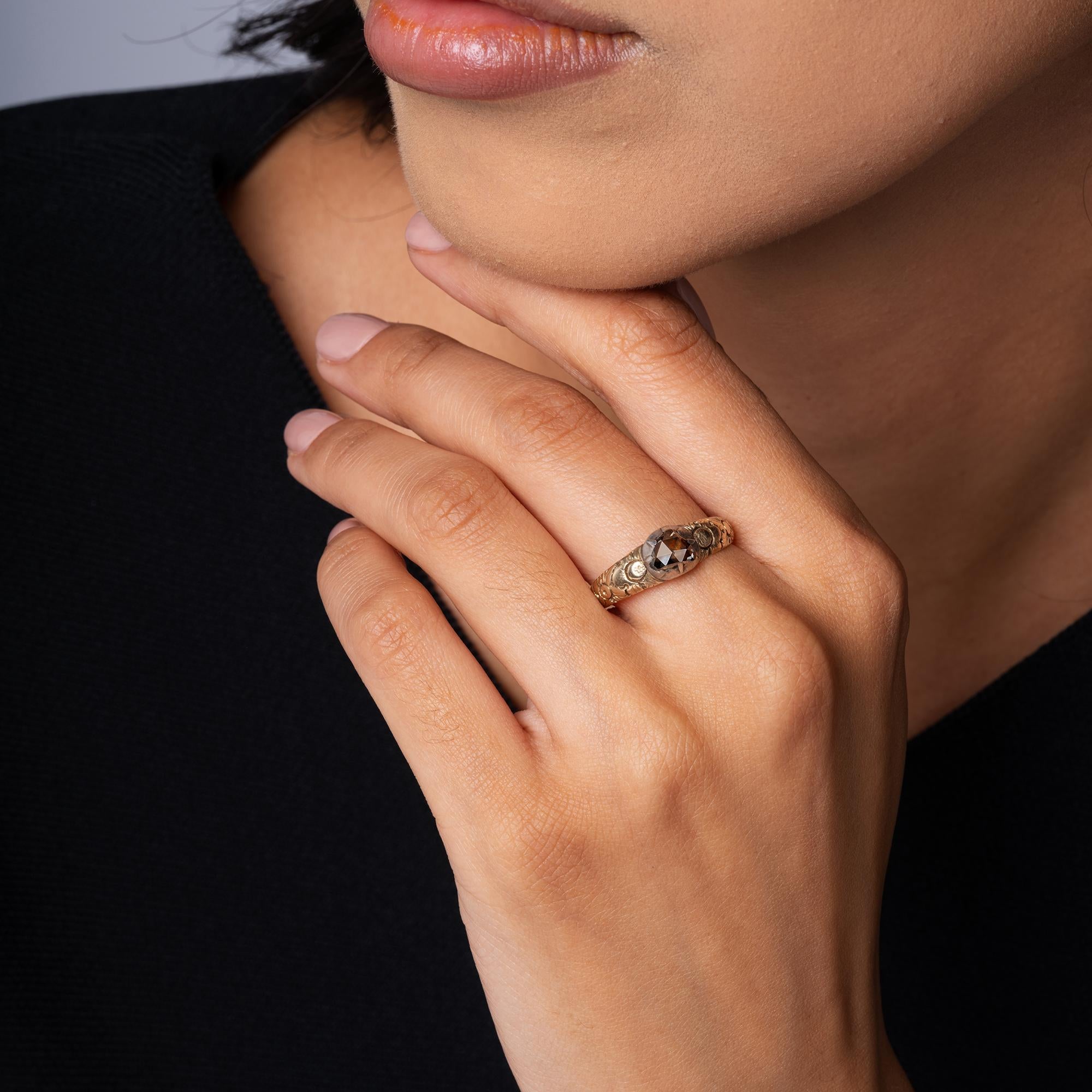 Antique Georgian Smoky Rose Cut Diamond Engagement Ring