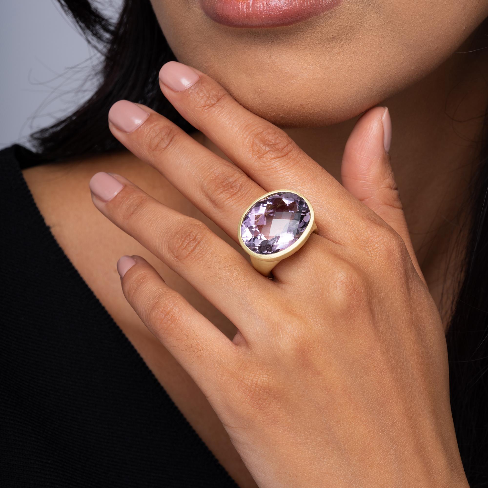 Estate Designer MAZ Bold 25 Carat Rose de France Amethyst Ring