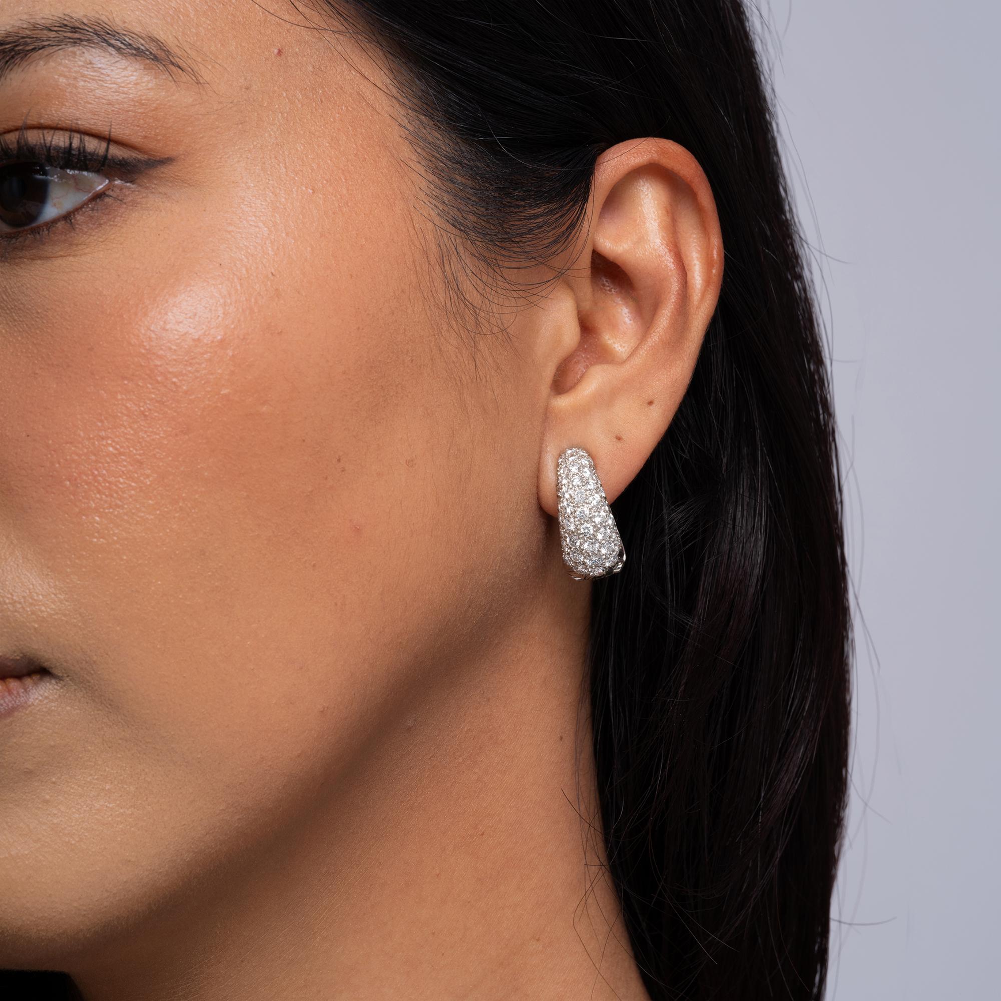 Estate 6 Carat Diamond Pavè Platinum Double-Sided Huggie Earclips
