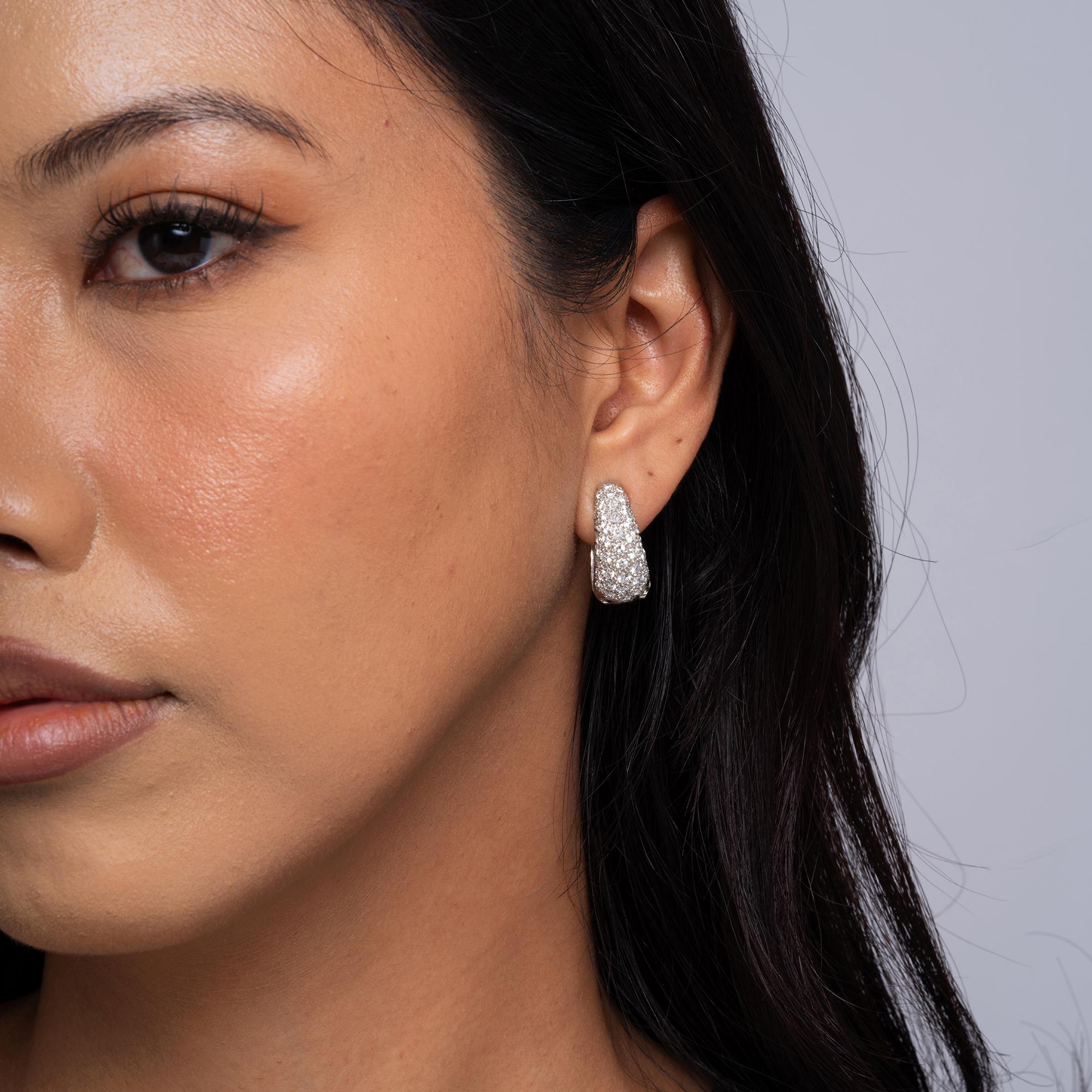 Estate 6 Carat Diamond Pavè Platinum Double-Sided Huggie Earclips