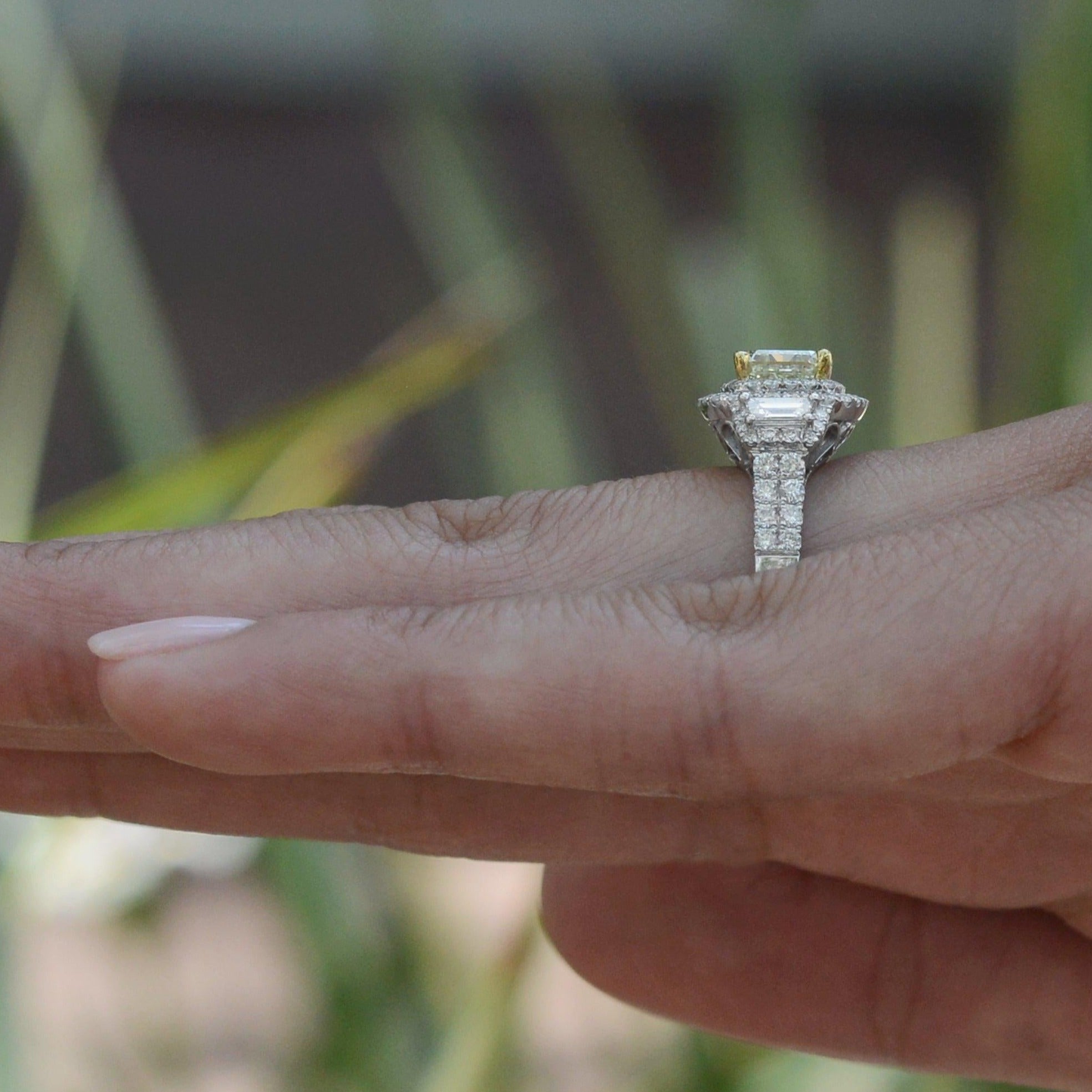 Contemporary Estate GIA Certified 1.55 Carat Fancy Yellow Diamond Engagement Ring