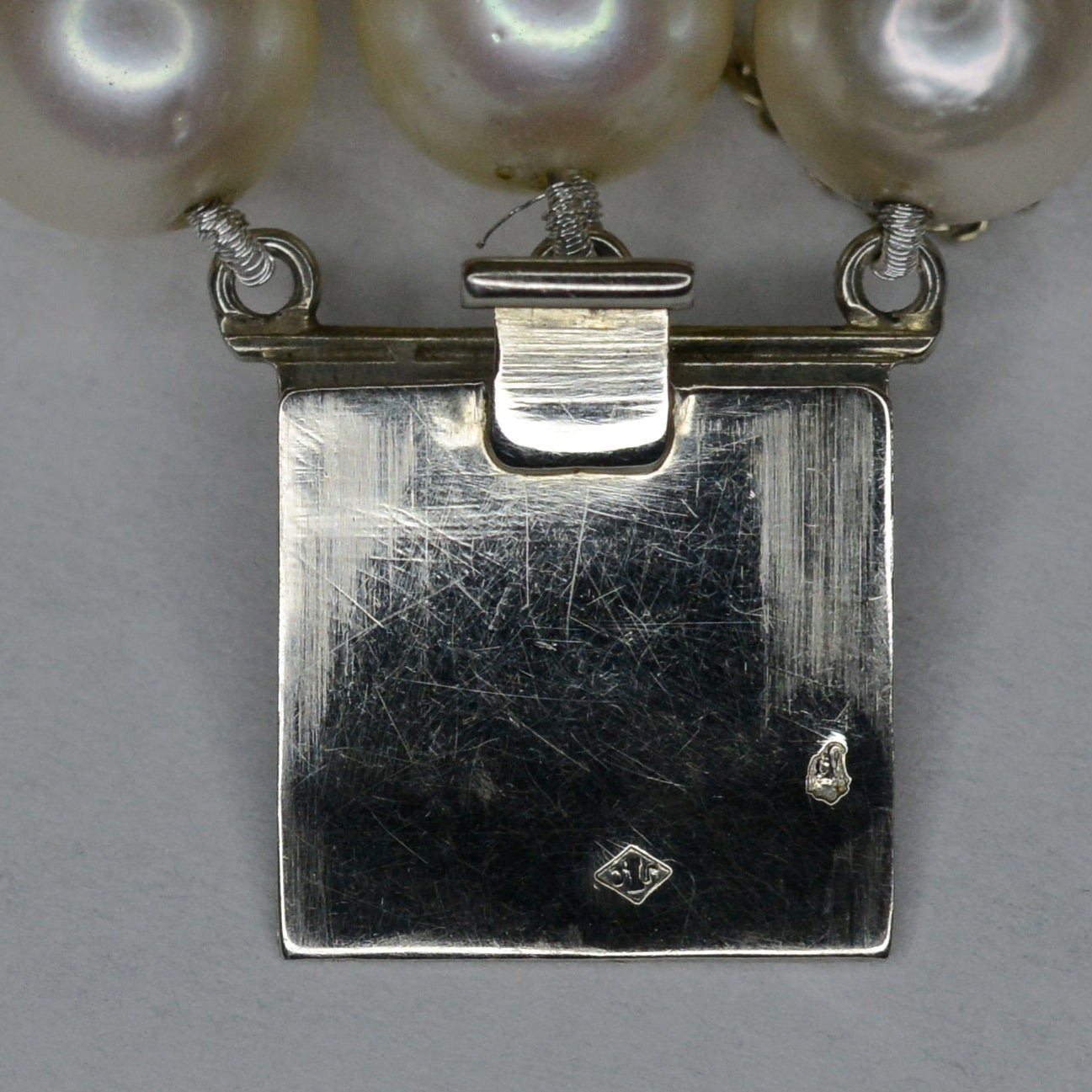 Antique French Belle Époque 3 Strand Pearl & Diamond Bracelet