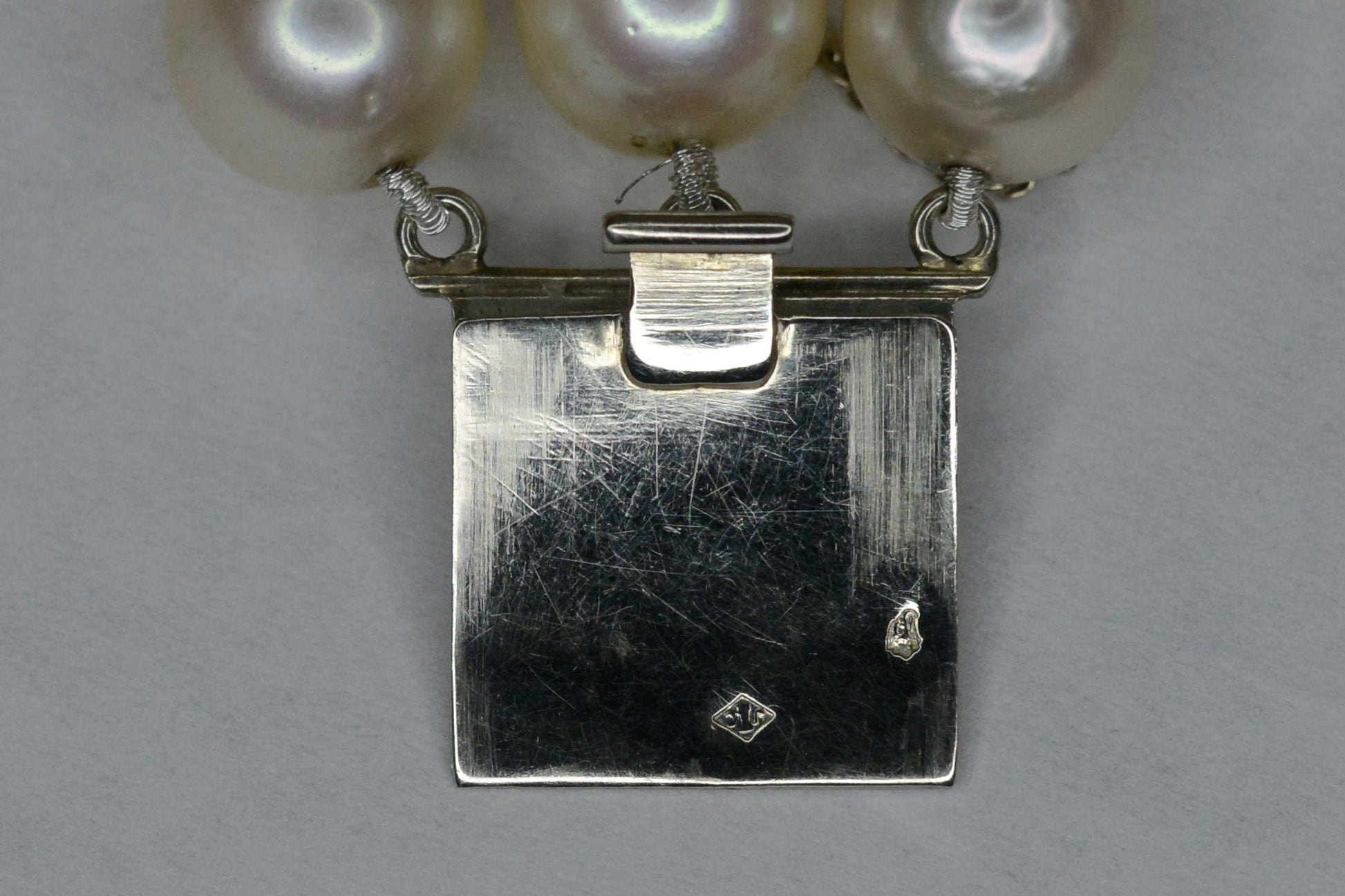 Antique French Belle Époque 3 Strand Pearl & Diamond Bracelet