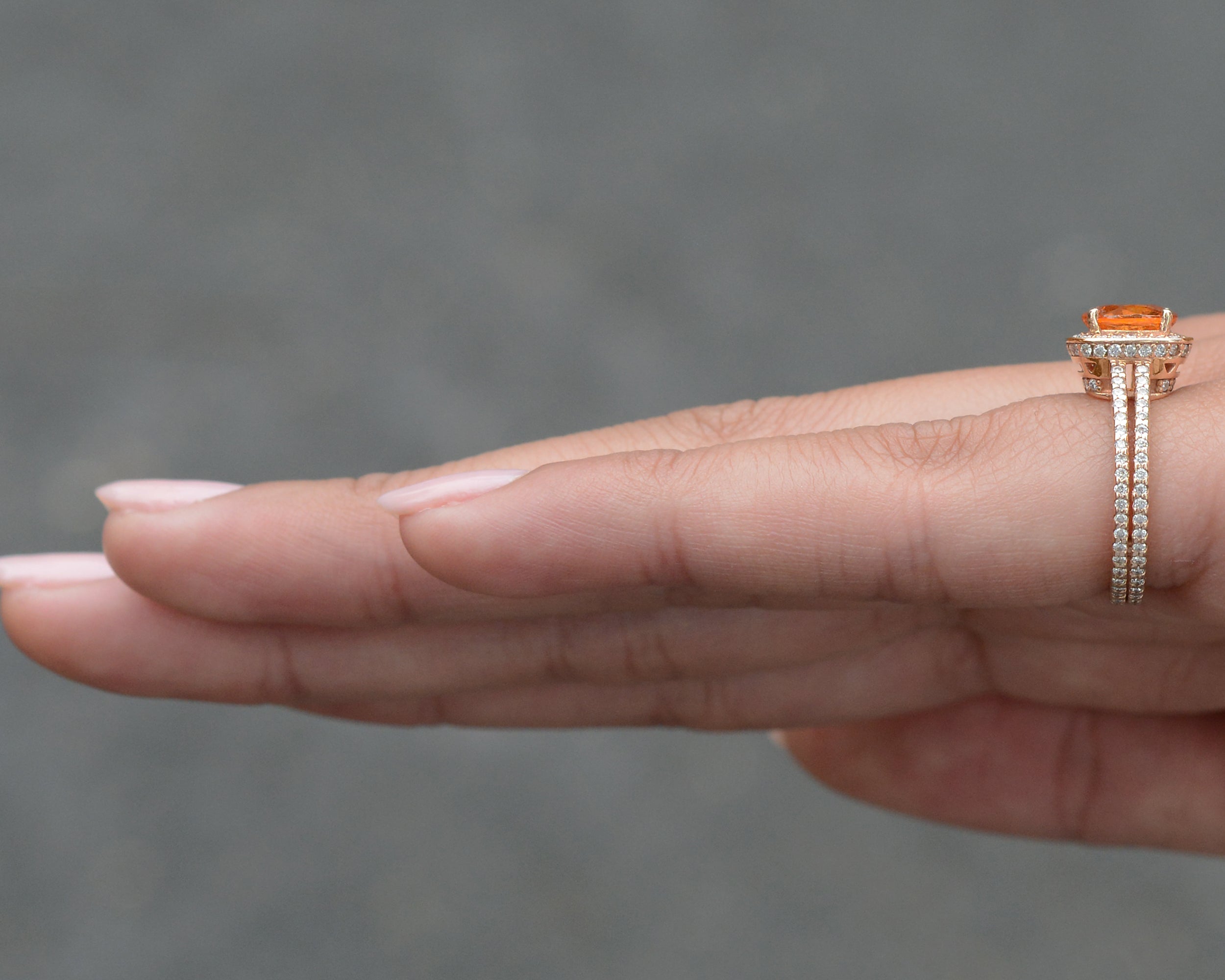 Spessartite Garnet & Diamond Gemstone Engagement Ring