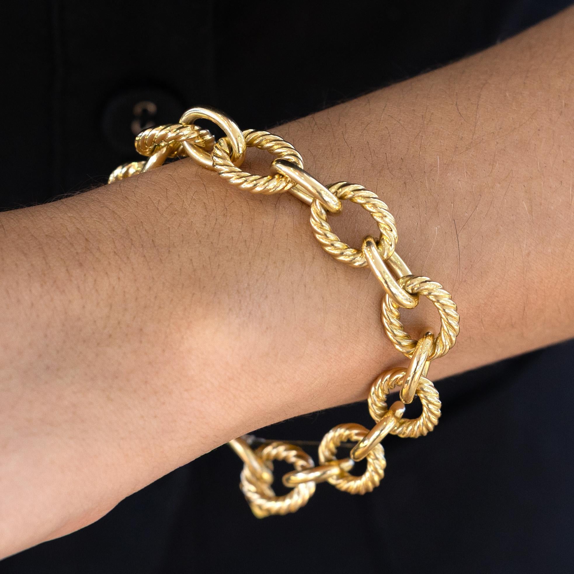 Vintage David Yurman 18k Gold Oval Link Unisex Bracelet