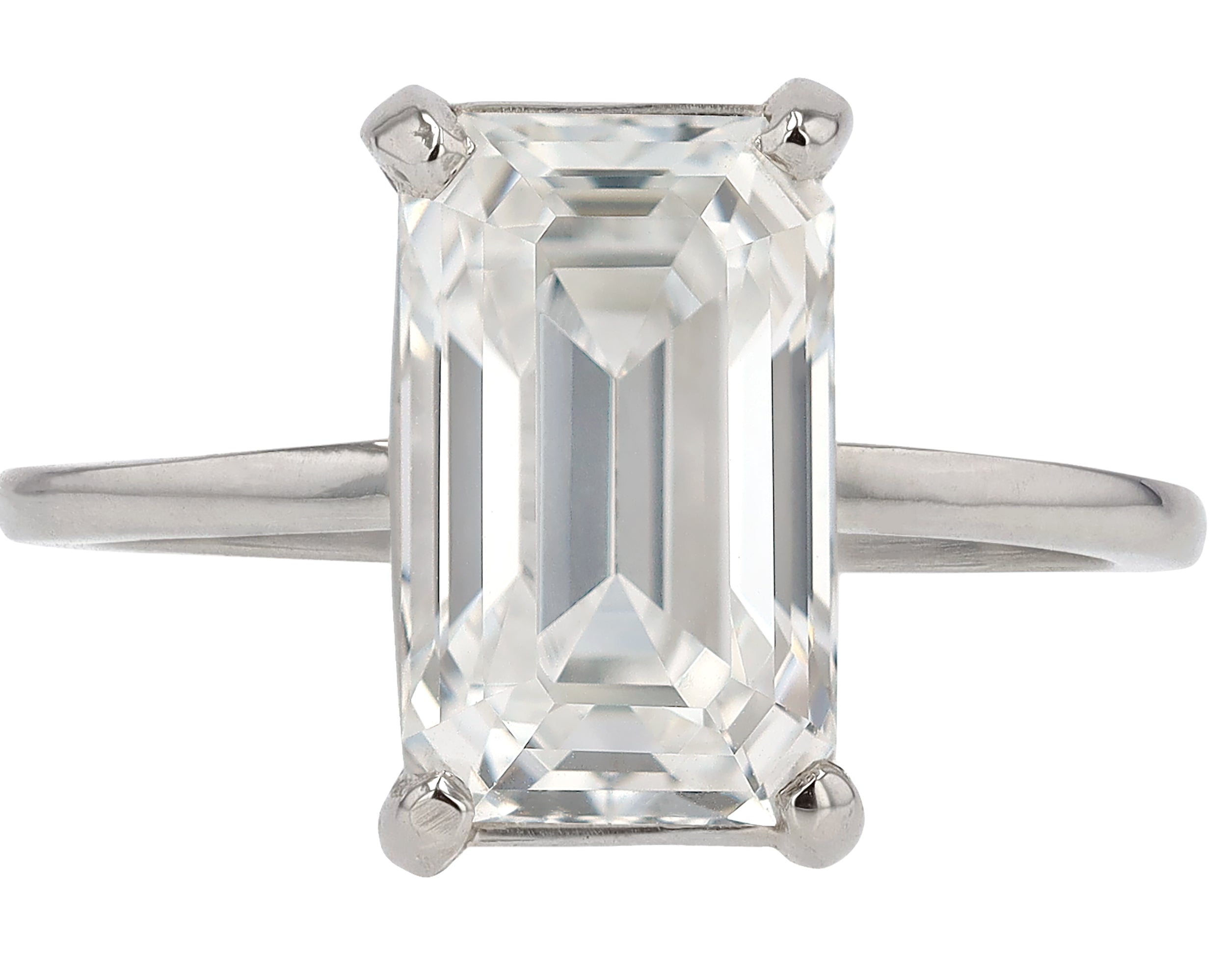 GIA Certified 3.10 F VVS2 Emerald Cut Diamond Solitaire Engagement Ring