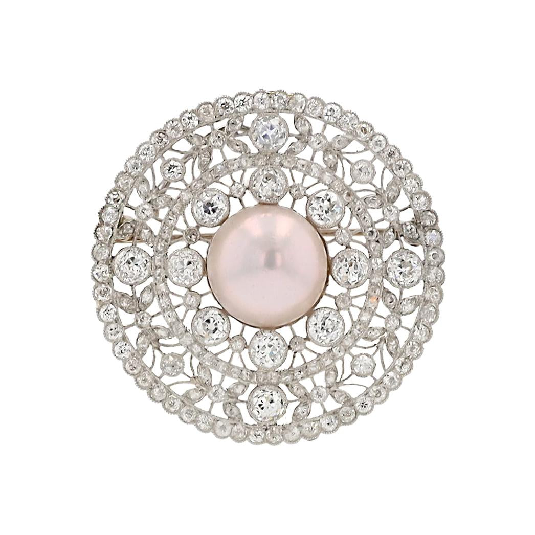 Edwardian 6 Carat Diamond & Pearl Platinum Sautoir Conversion Necklace