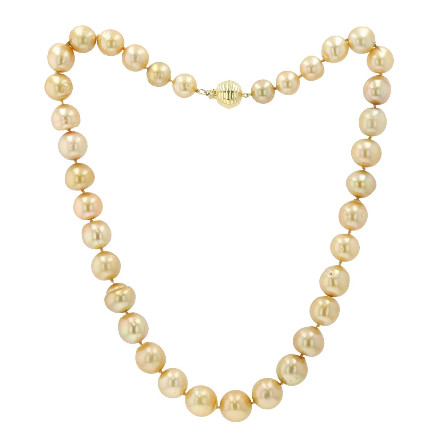 Organic Shaped Golden South Sea Pearl Necklace Strand