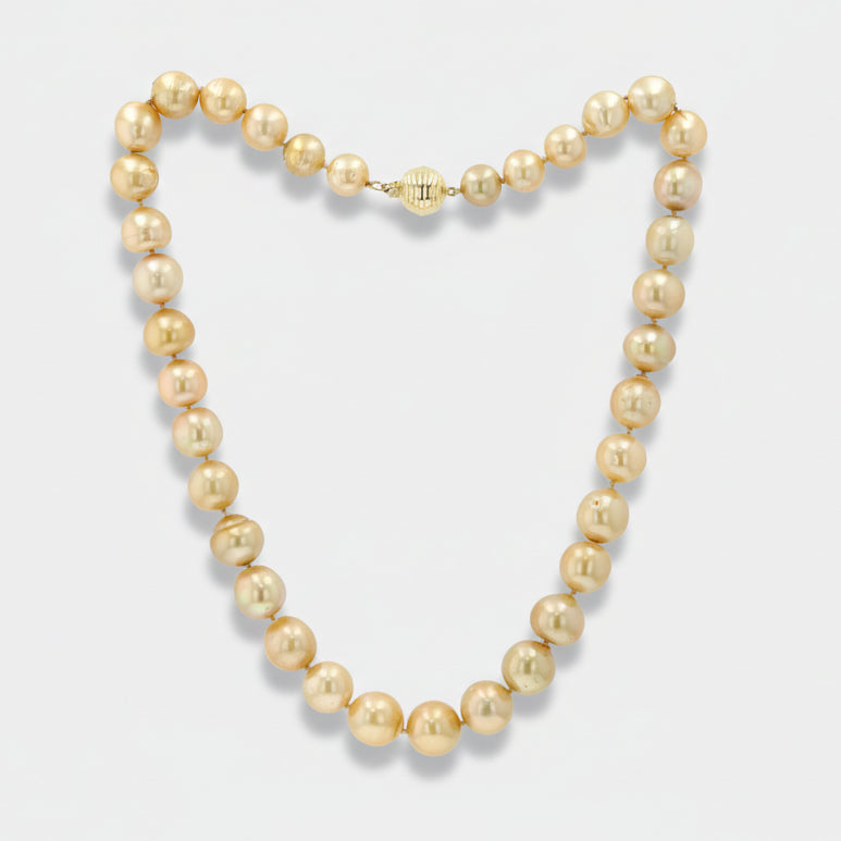 Organic Shaped Golden South Sea Pearl Necklace Strand