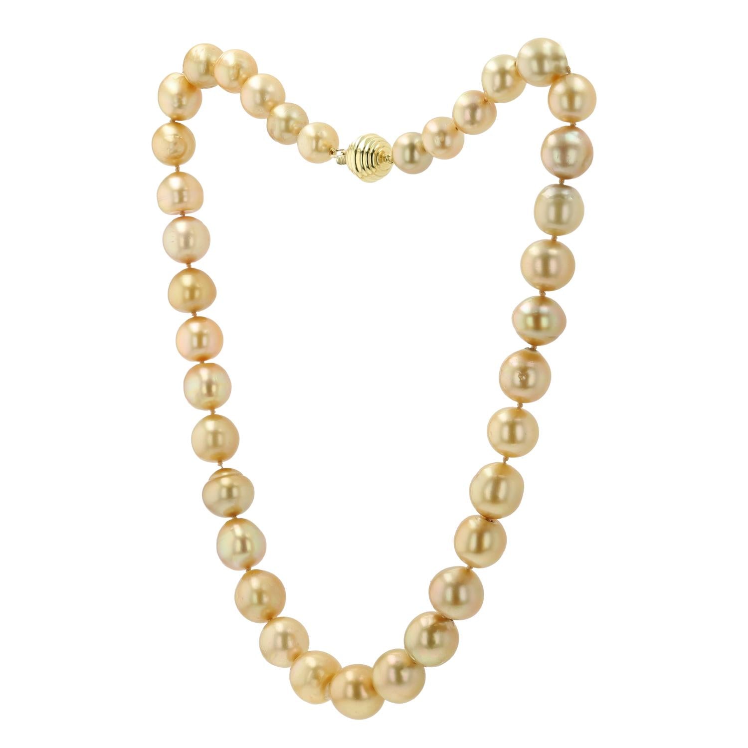 Organic Shaped Golden South Sea Pearl Necklace Strand