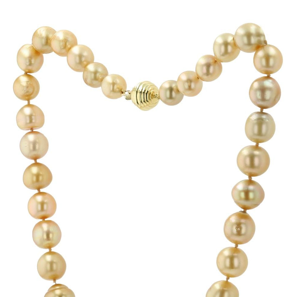 Organic Shaped Golden South Sea Pearl Necklace Strand