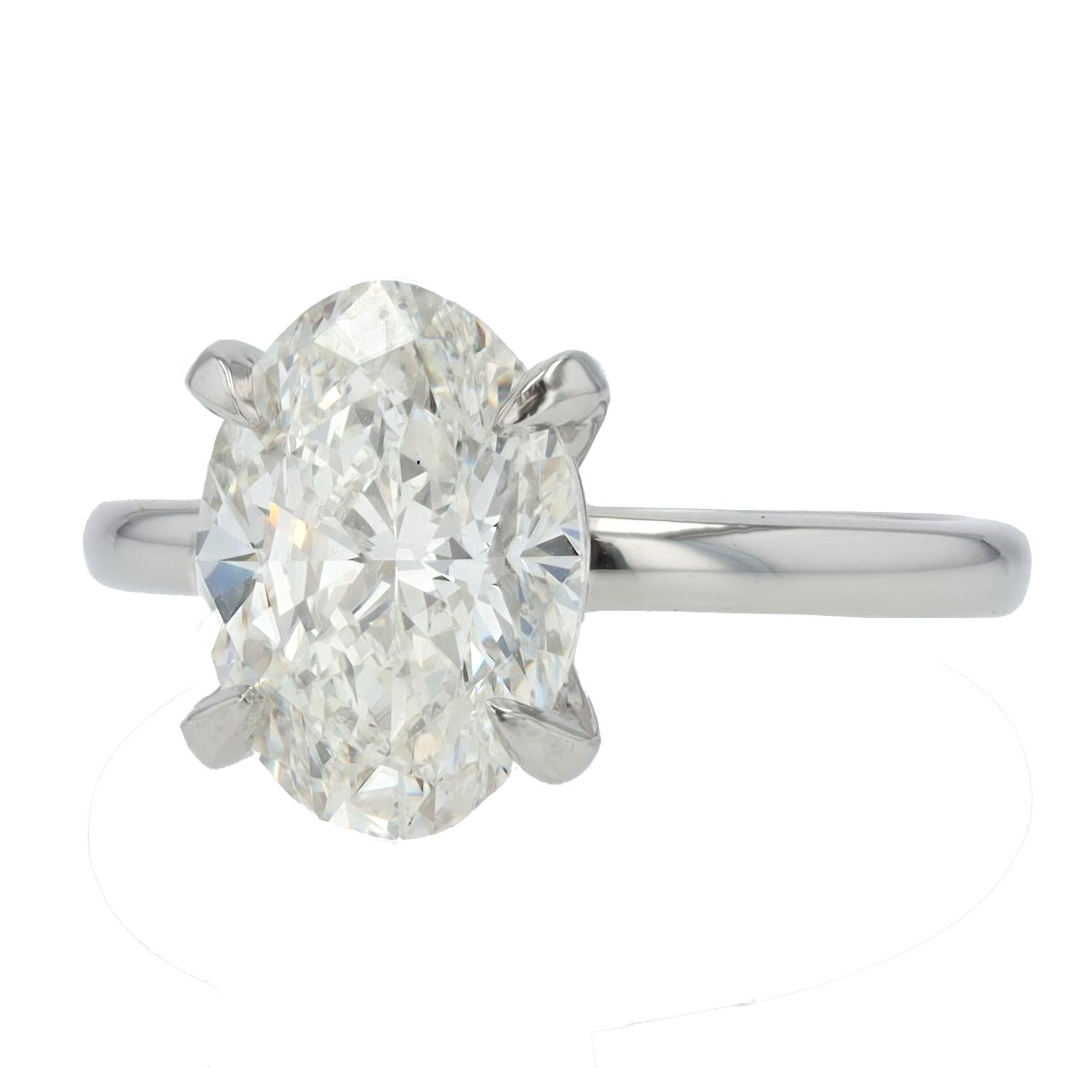 GIA Certified 3.04 Carat Oval Diamond H/SI1 Platinum Solitaire Engagement Ring