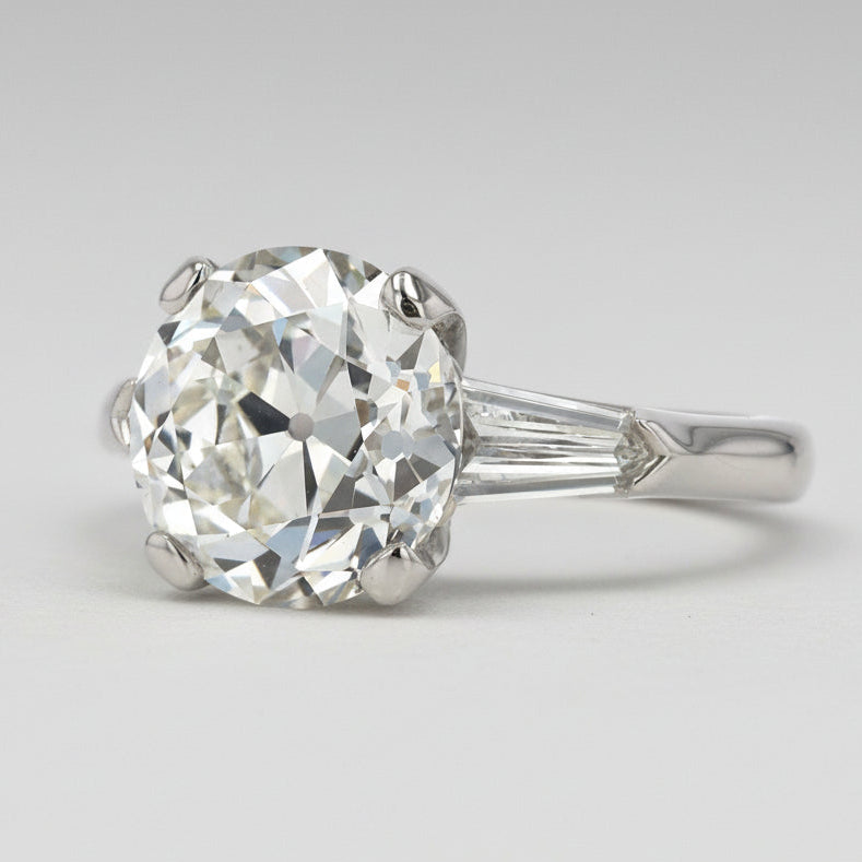 GIA Certified 4.95 Carat Old European Cut Diamond Platinum Engagement Ring