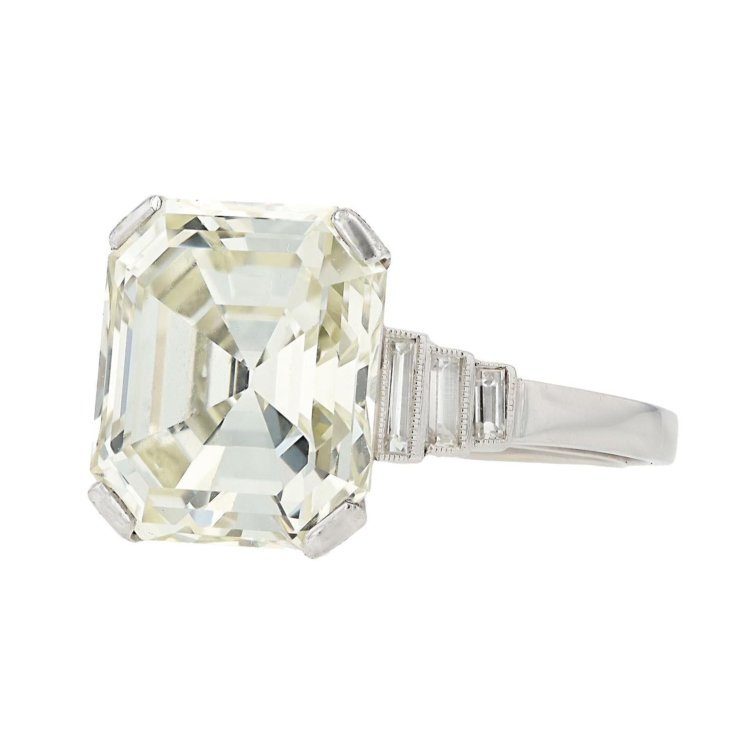 Significant Size 6.91 Antique Emerald Cut Diamond Engagement Ring GIA Certified