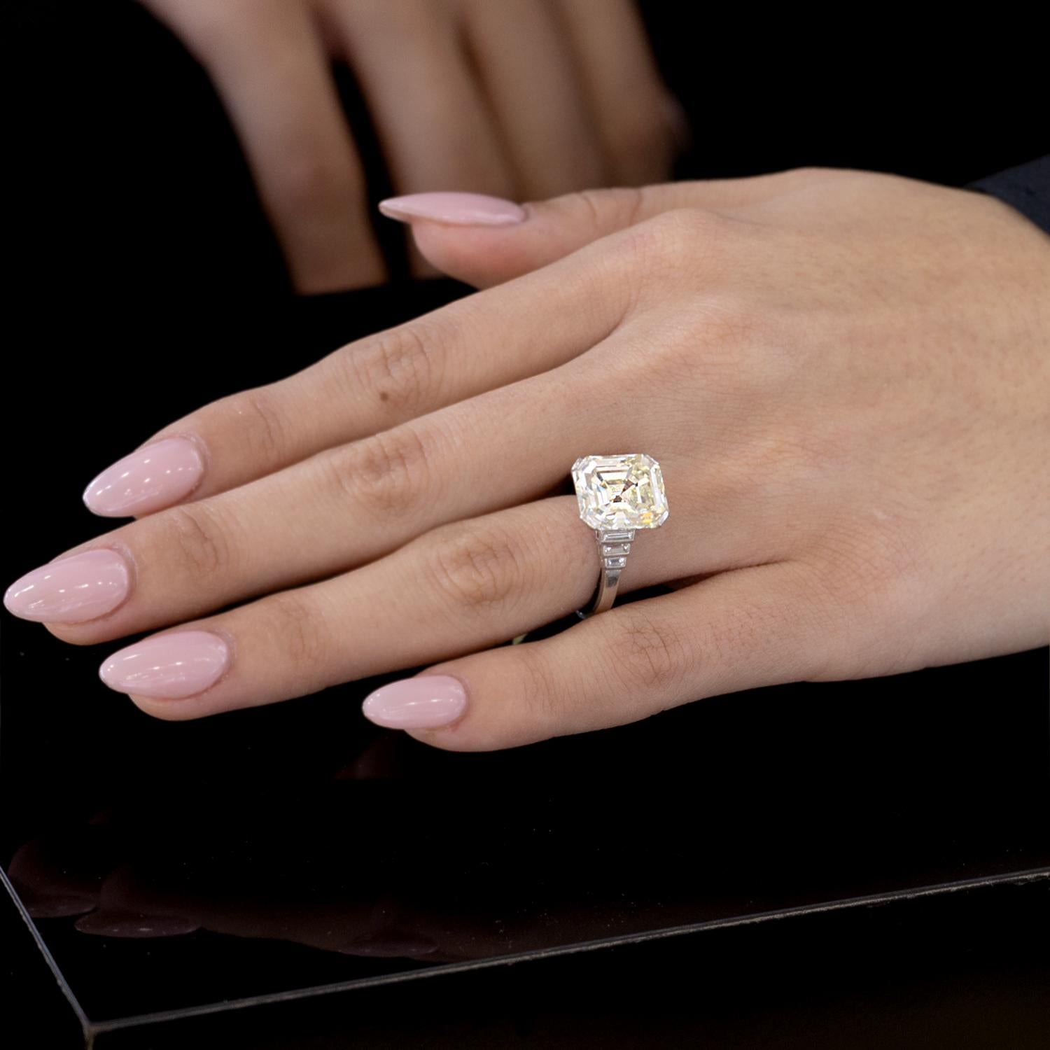 Significant Size 6.91 Antique Emerald Cut Diamond Engagement Ring GIA Certified