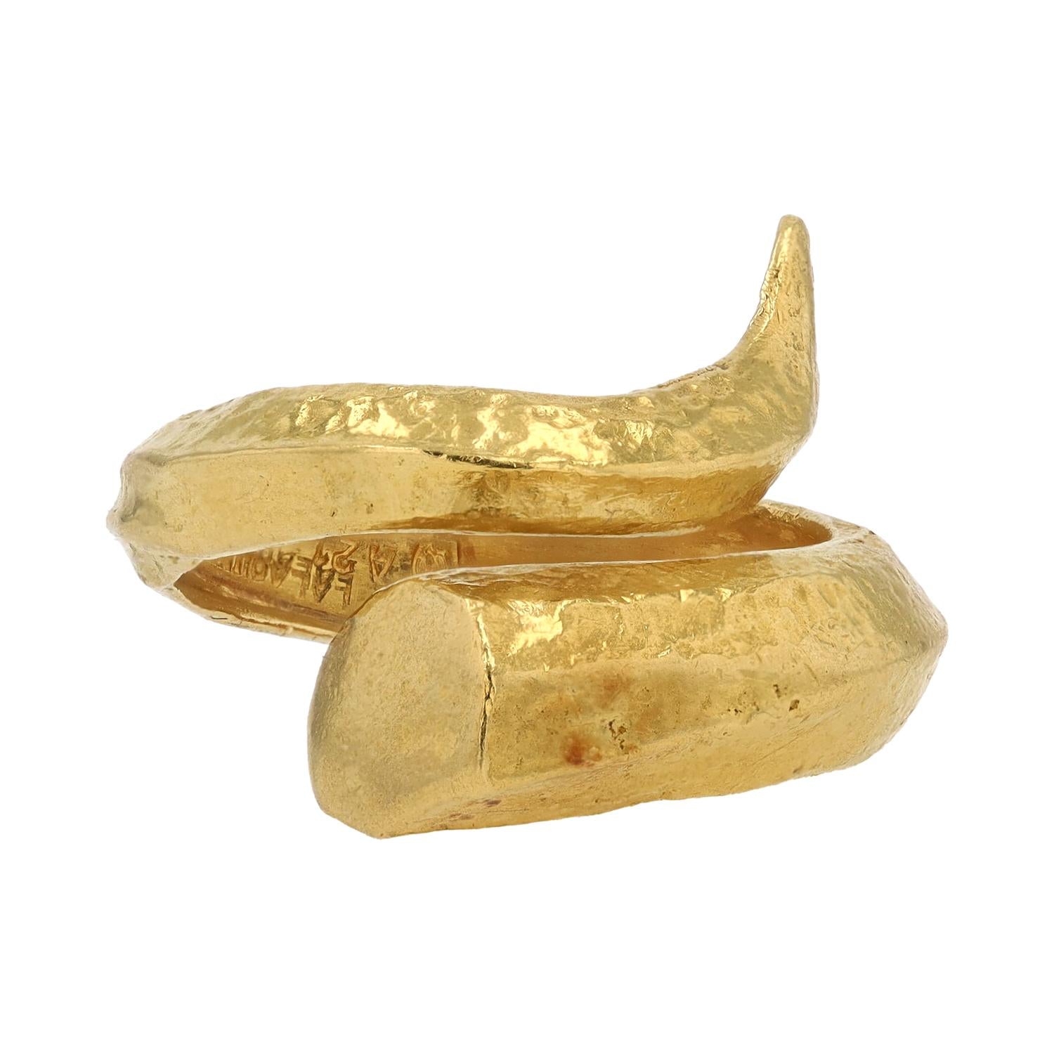 Ilias Lalaounis Byzantine 22k Gold Hammered Wrap Ring