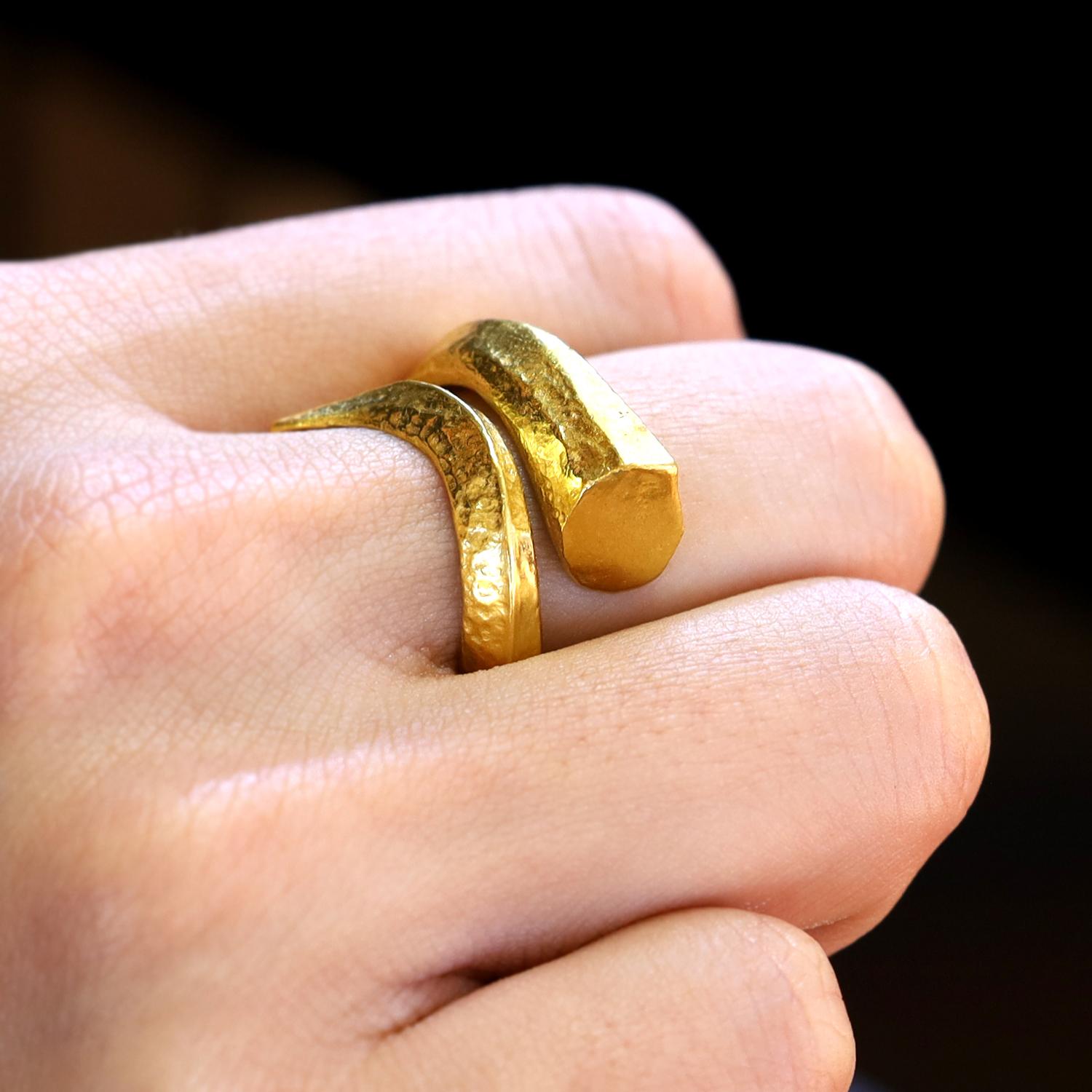 Ilias Lalaounis Byzantine 22k Gold Hammered Wrap Ring