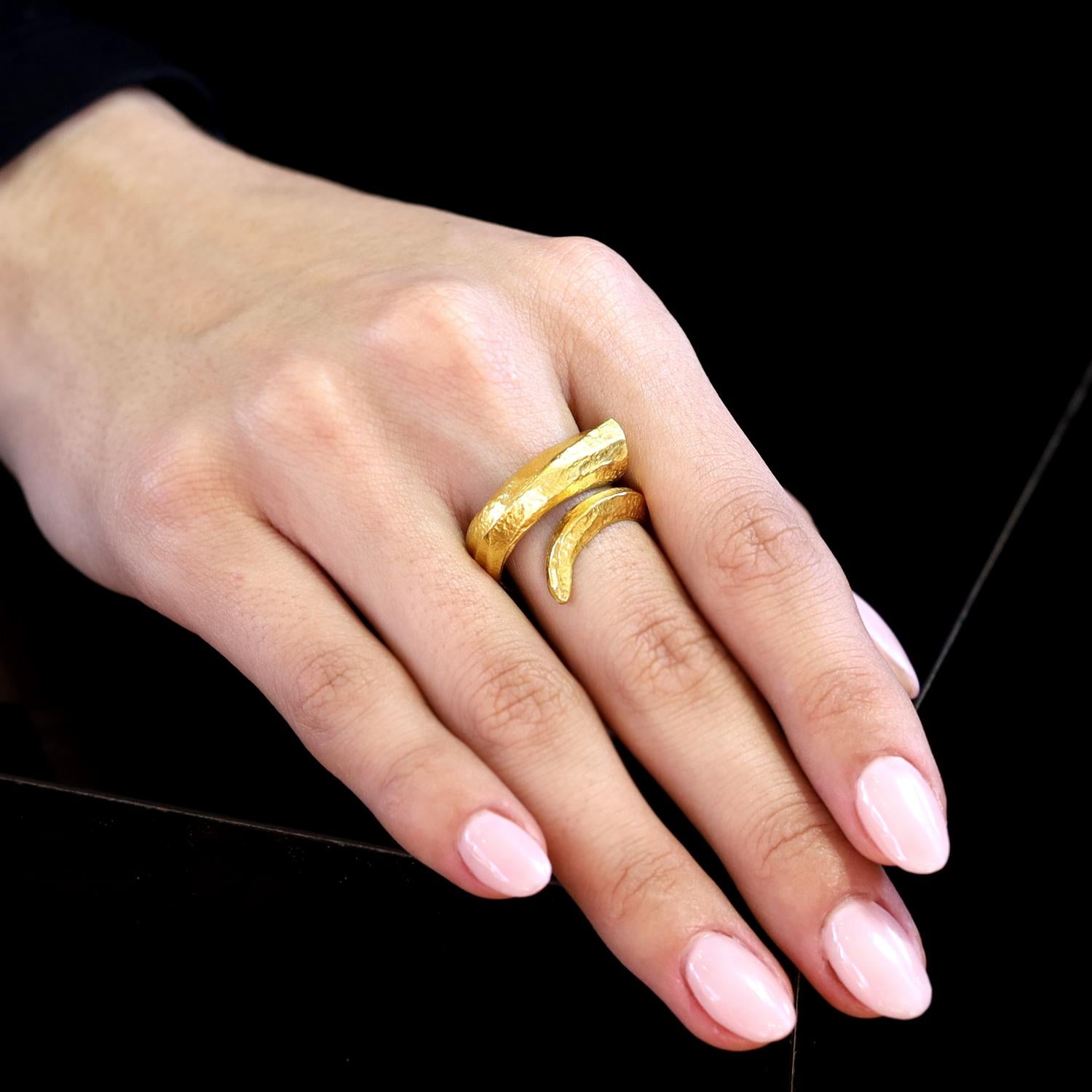 Ilias Lalaounis Byzantine 22k Gold Hammered Wrap Ring