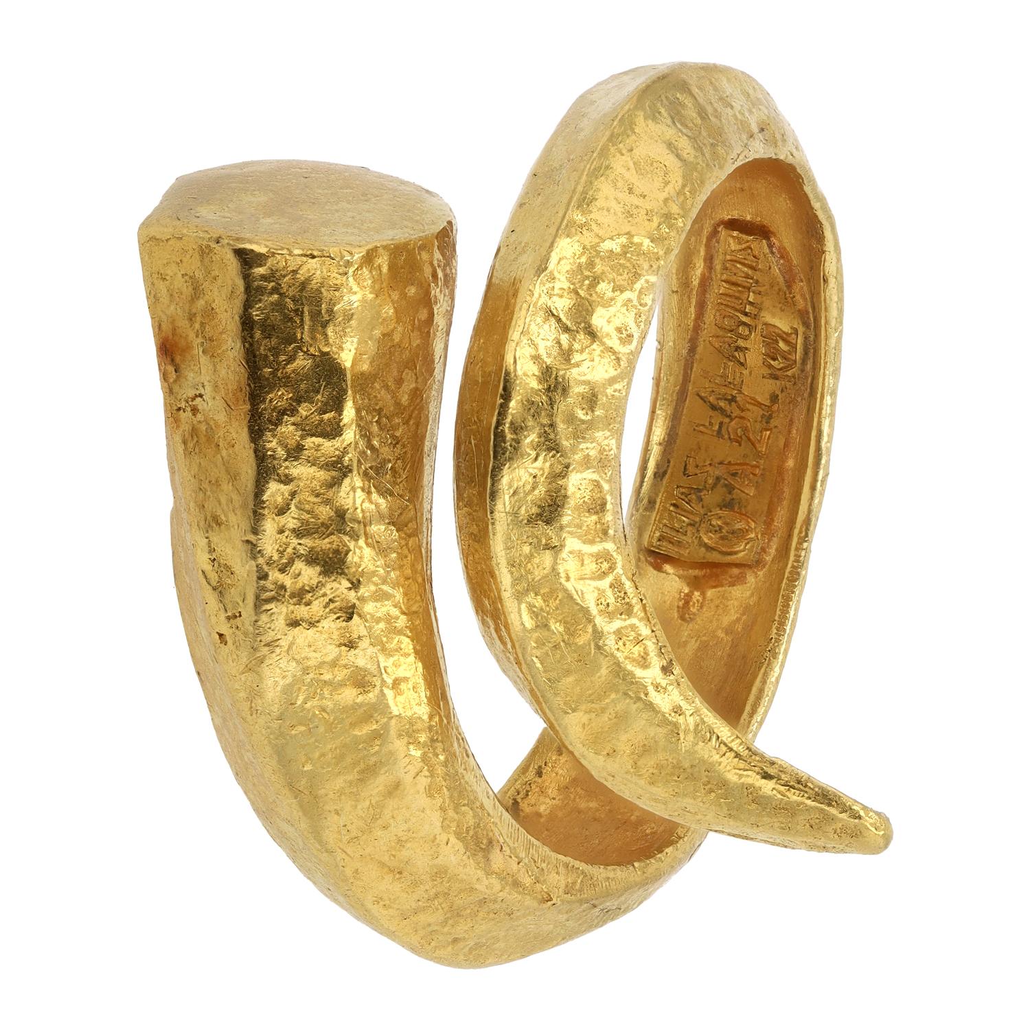 Ilias Lalaounis Byzantine 22k Gold Hammered Wrap Ring