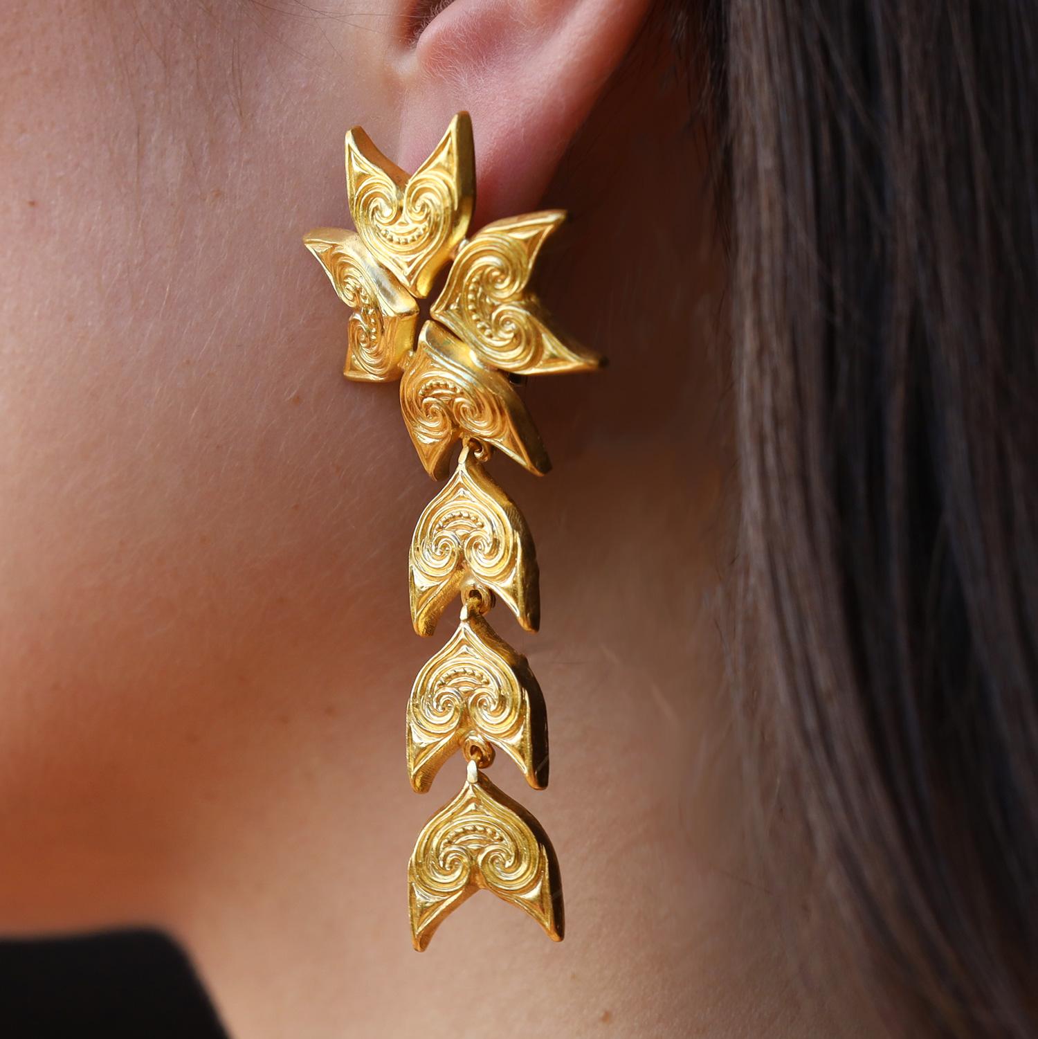 Ilias Lalaounis 22k Gold Estate Ivy Dangle Earrings