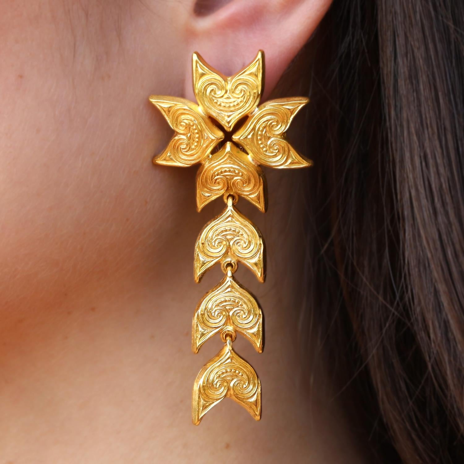 Ilias Lalaounis 22k Gold Estate Ivy Dangle Earrings