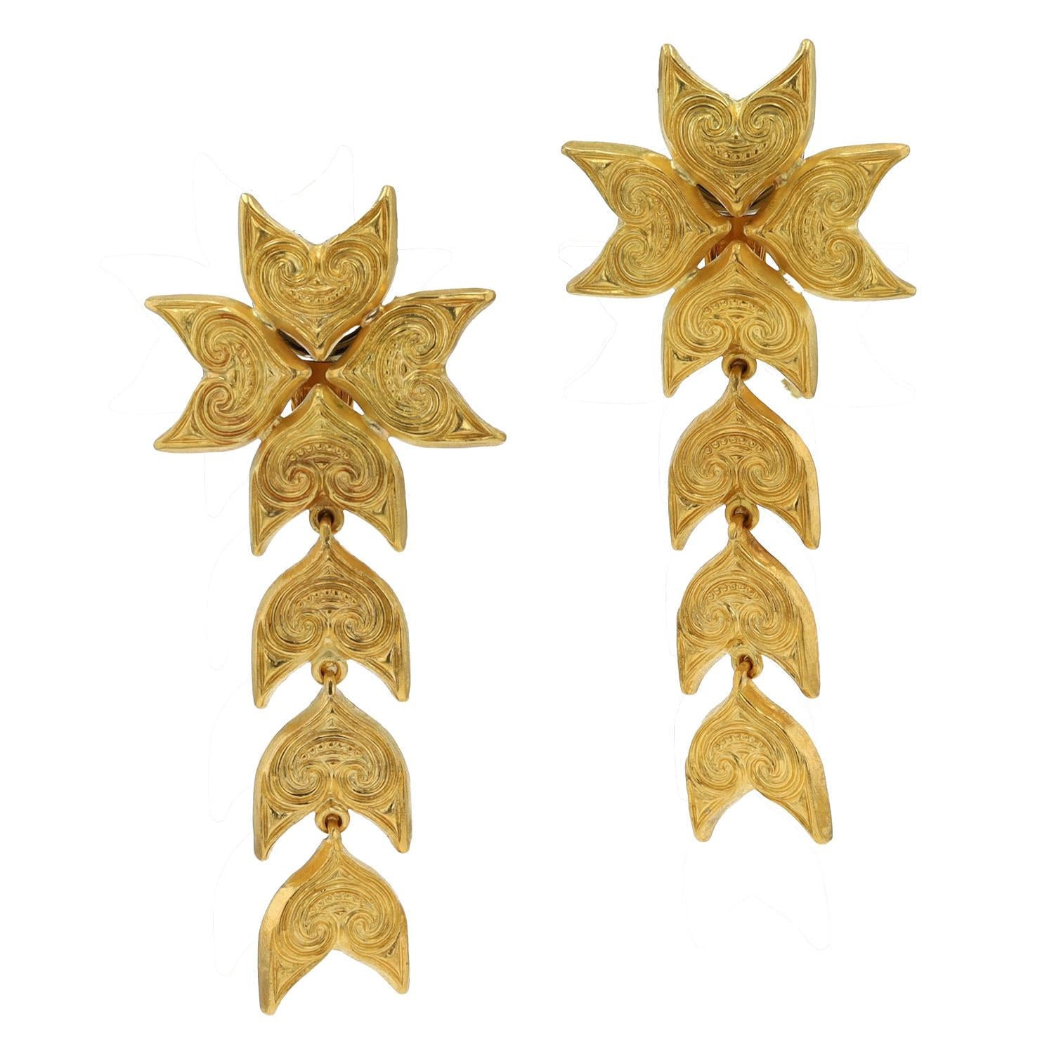 Ilias Lalaounis 22k Gold Estate Ivy Dangle Earrings