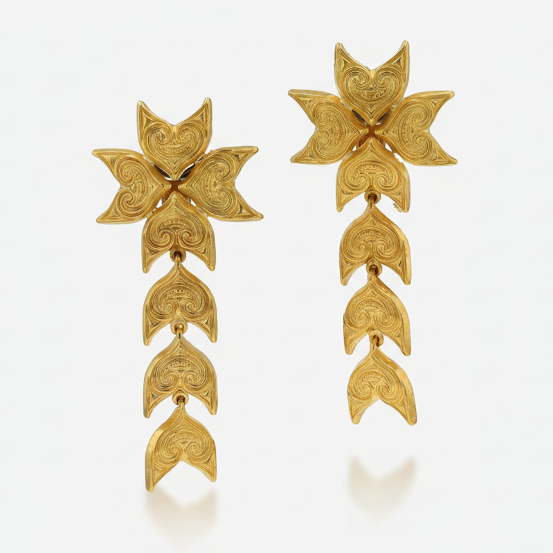 Ilias Lalaounis 22k Gold Estate Ivy Dangle Earrings