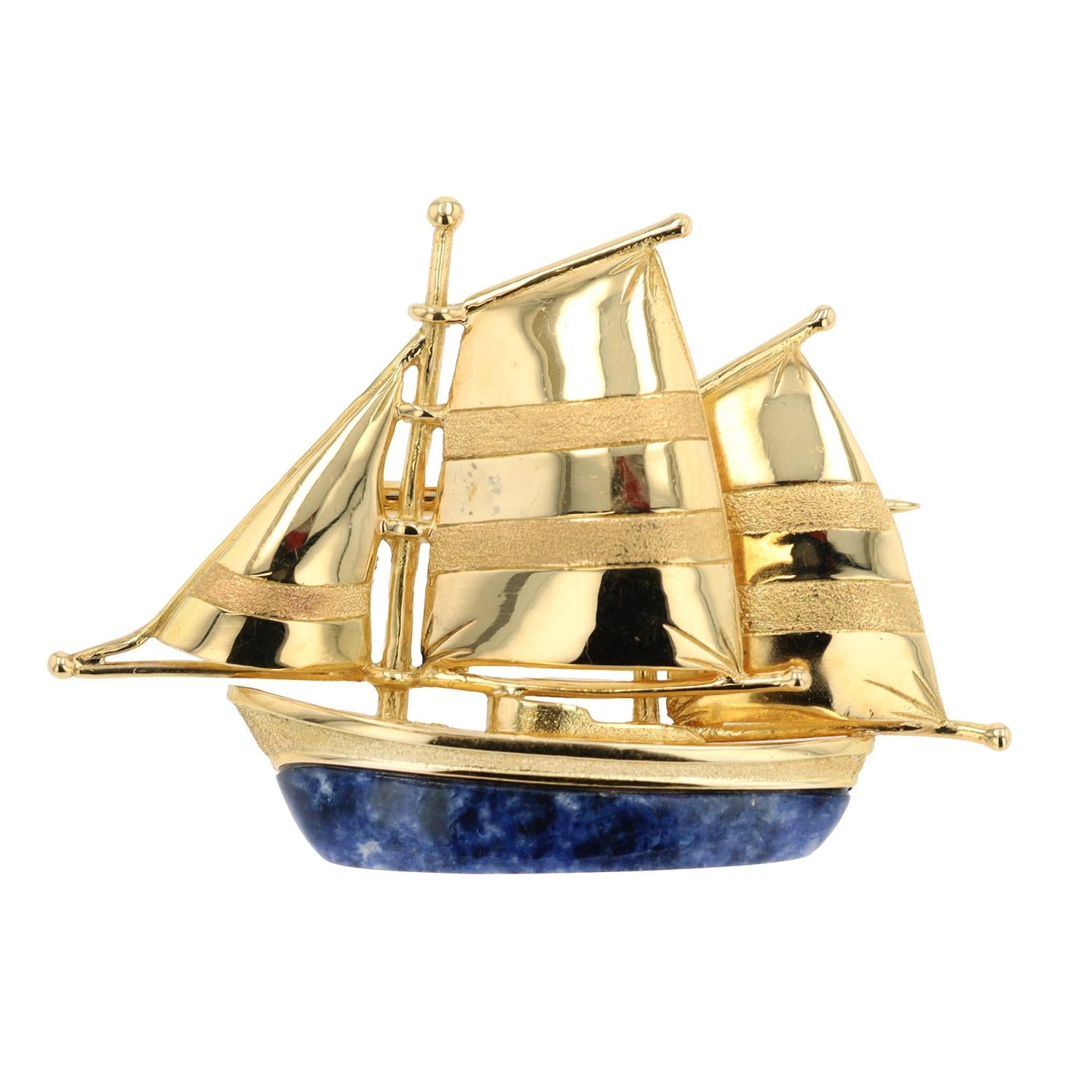 Vintage Lalaounis 18k Gold Sailboat Pin & Pendant Onassis Yacht