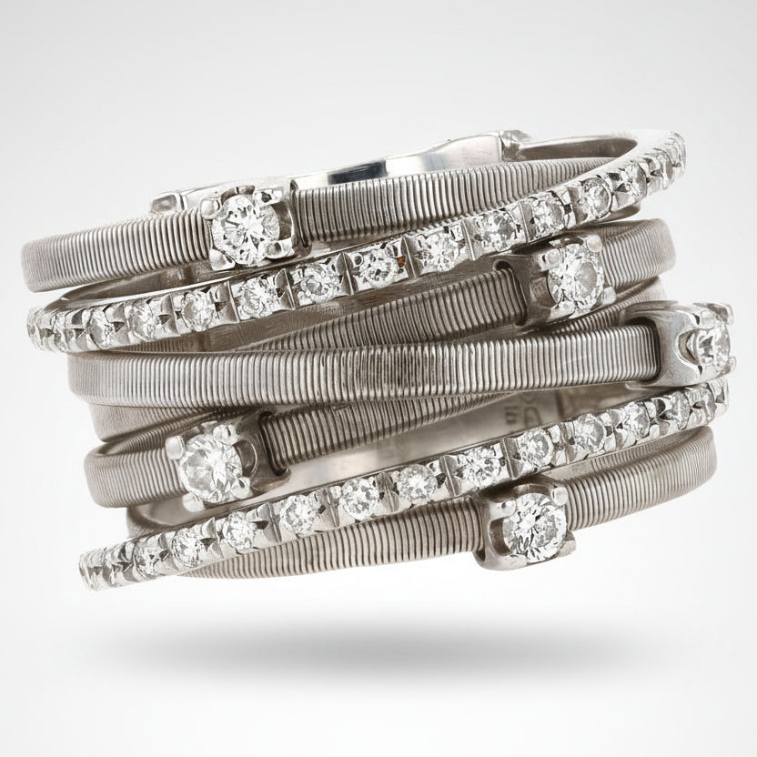 Marco Bicego GOA 7-Strand Diamond Wide White Gold Band