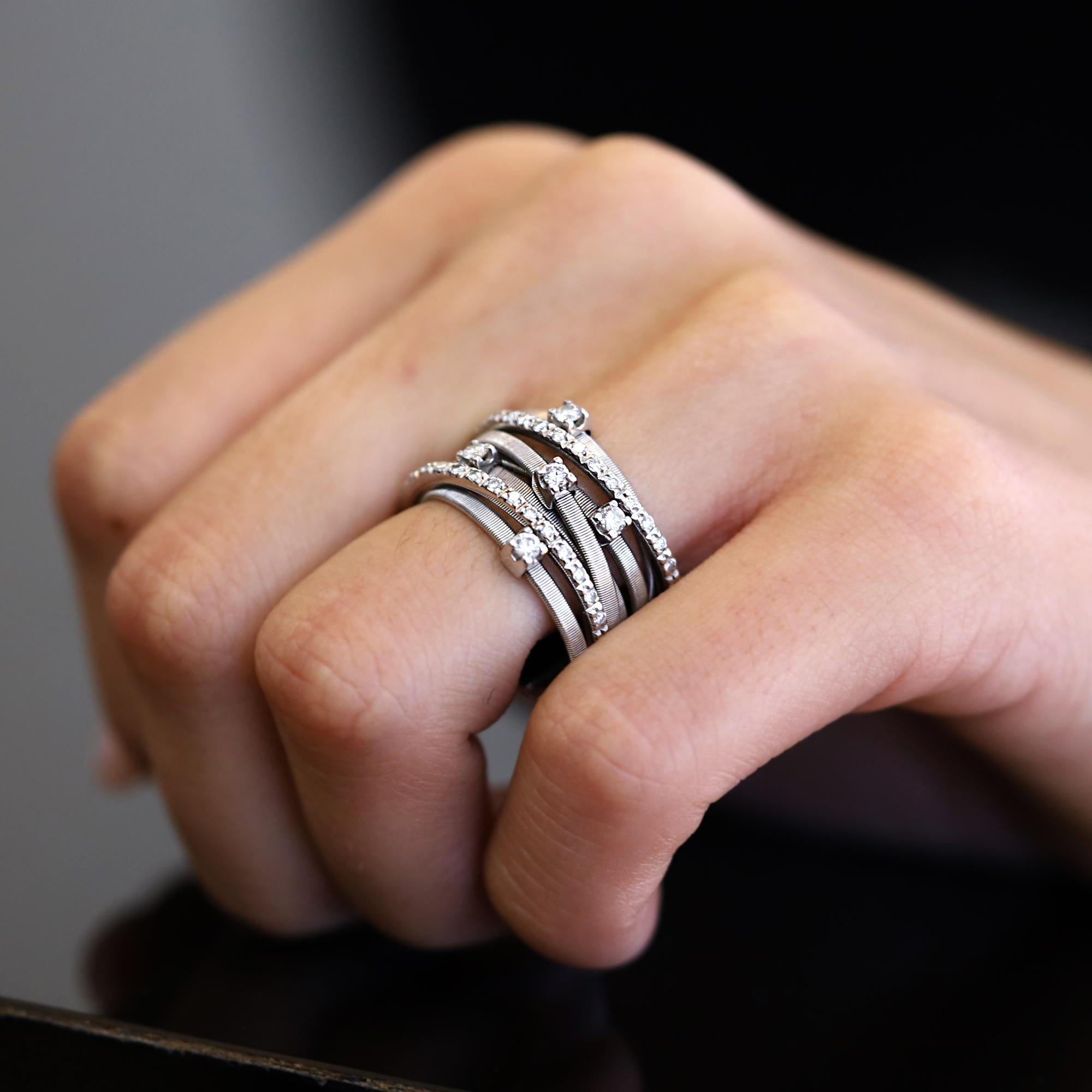 Marco Bicego GOA 7-Strand Diamond Wide White Gold Band