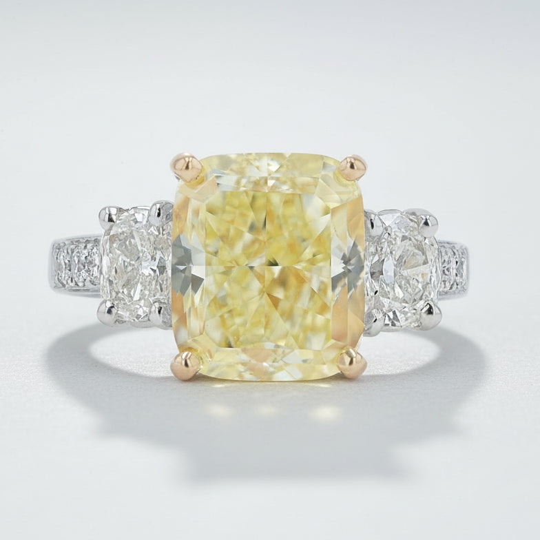 Oscar Heyman GIA Certified 5.04 Carat Fancy Yellow Diamond Engagement Ring
