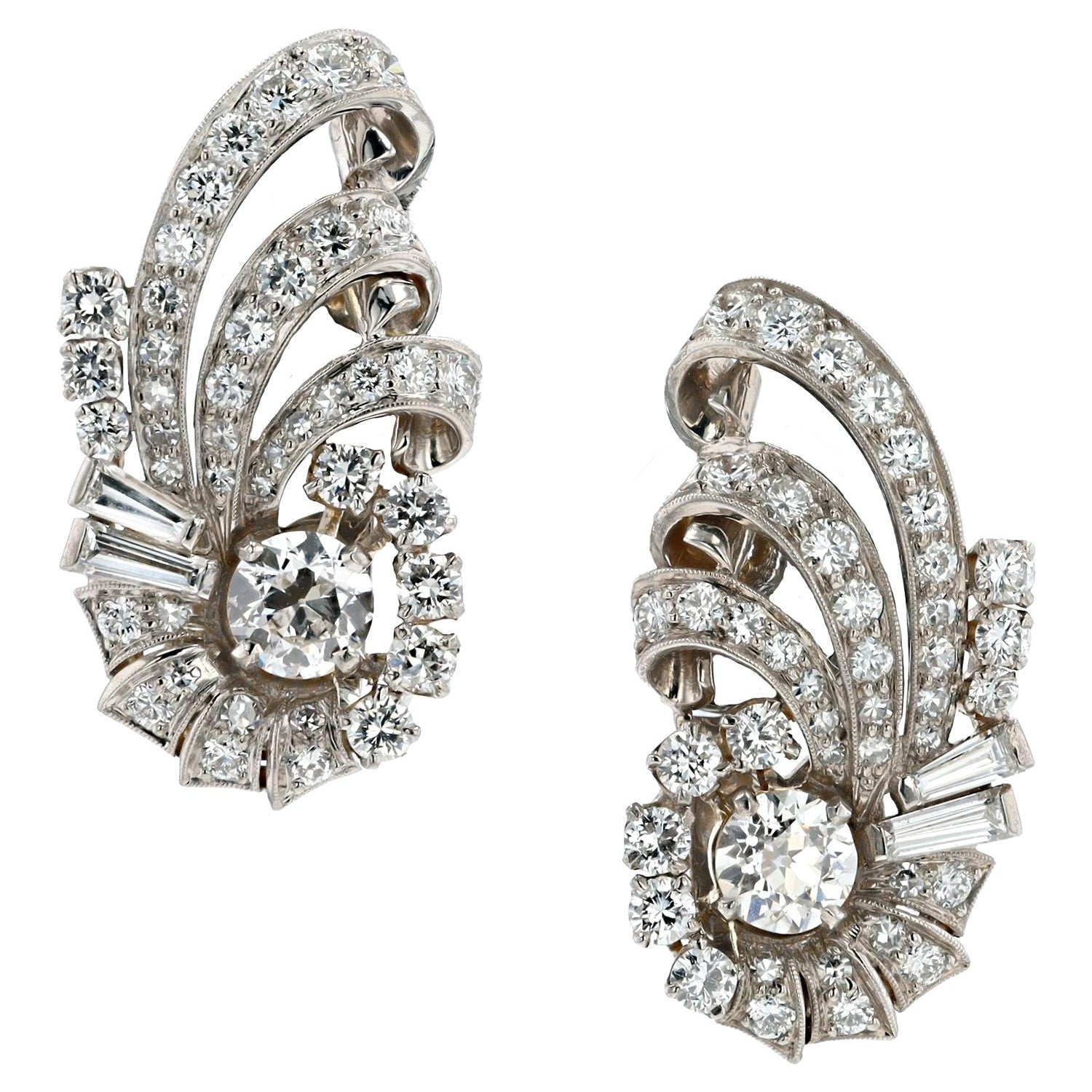 Raymond Yard 4 1/2 Carat Diamond French Clip Earrings