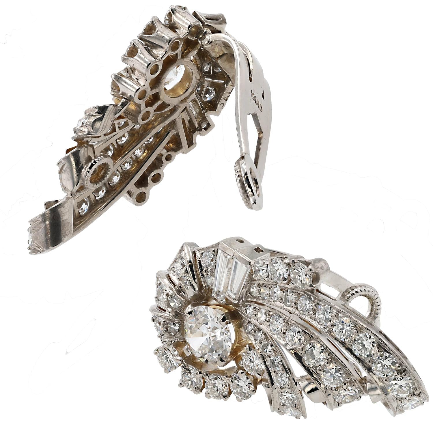 Raymond Yard 4 1/2 Carat Diamond French Clip Earrings