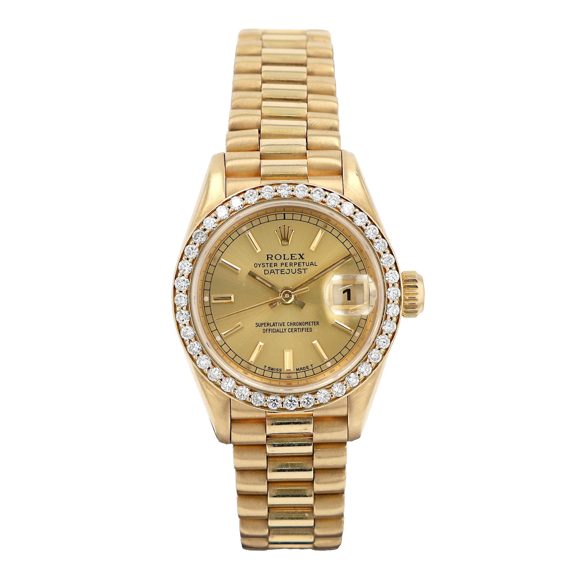 Pre-Owned Womens Rolex Diamond Datejust 26mm 18k Gold