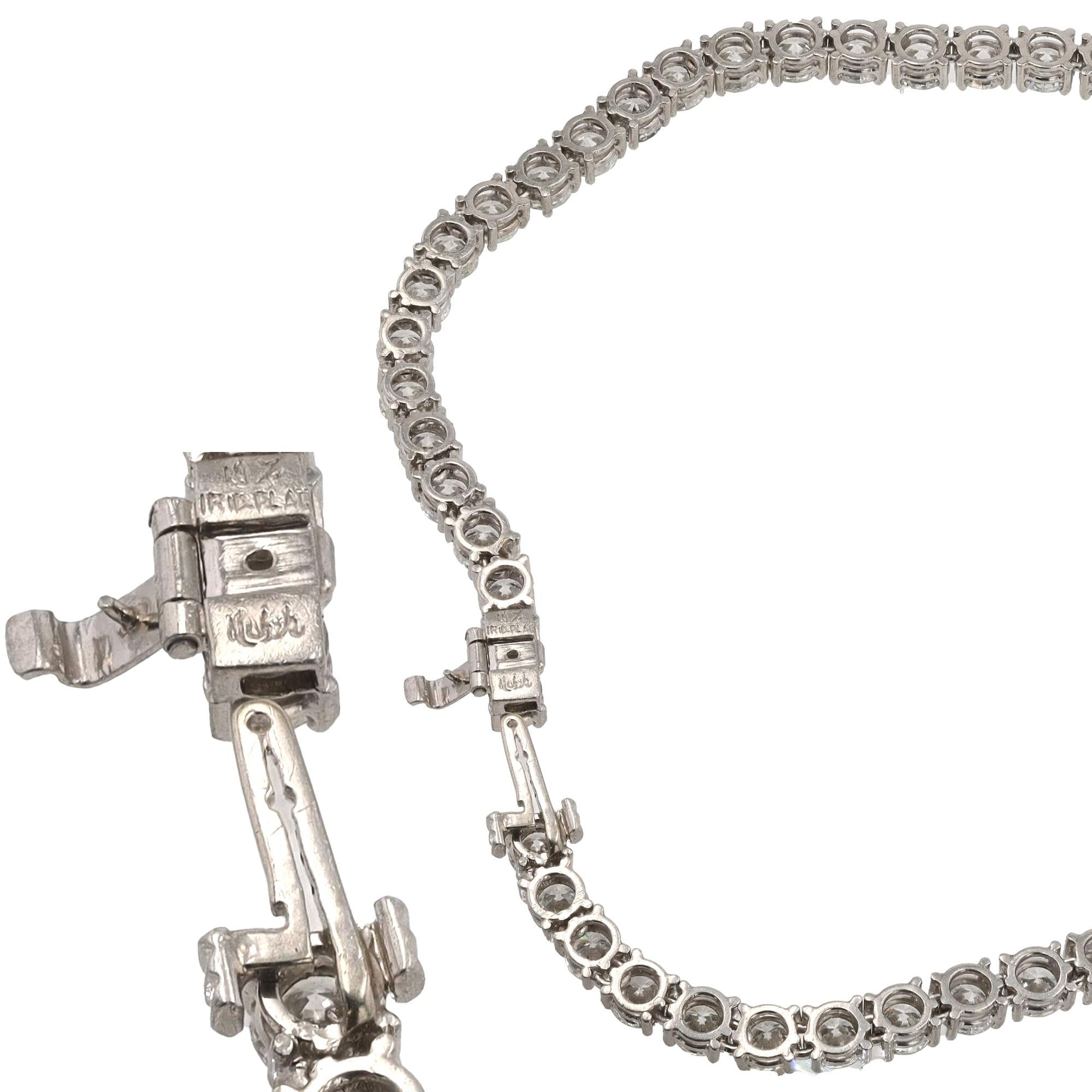 Ruser 25 Carat Diamond Platinum Mid-Century Riviere Necklace